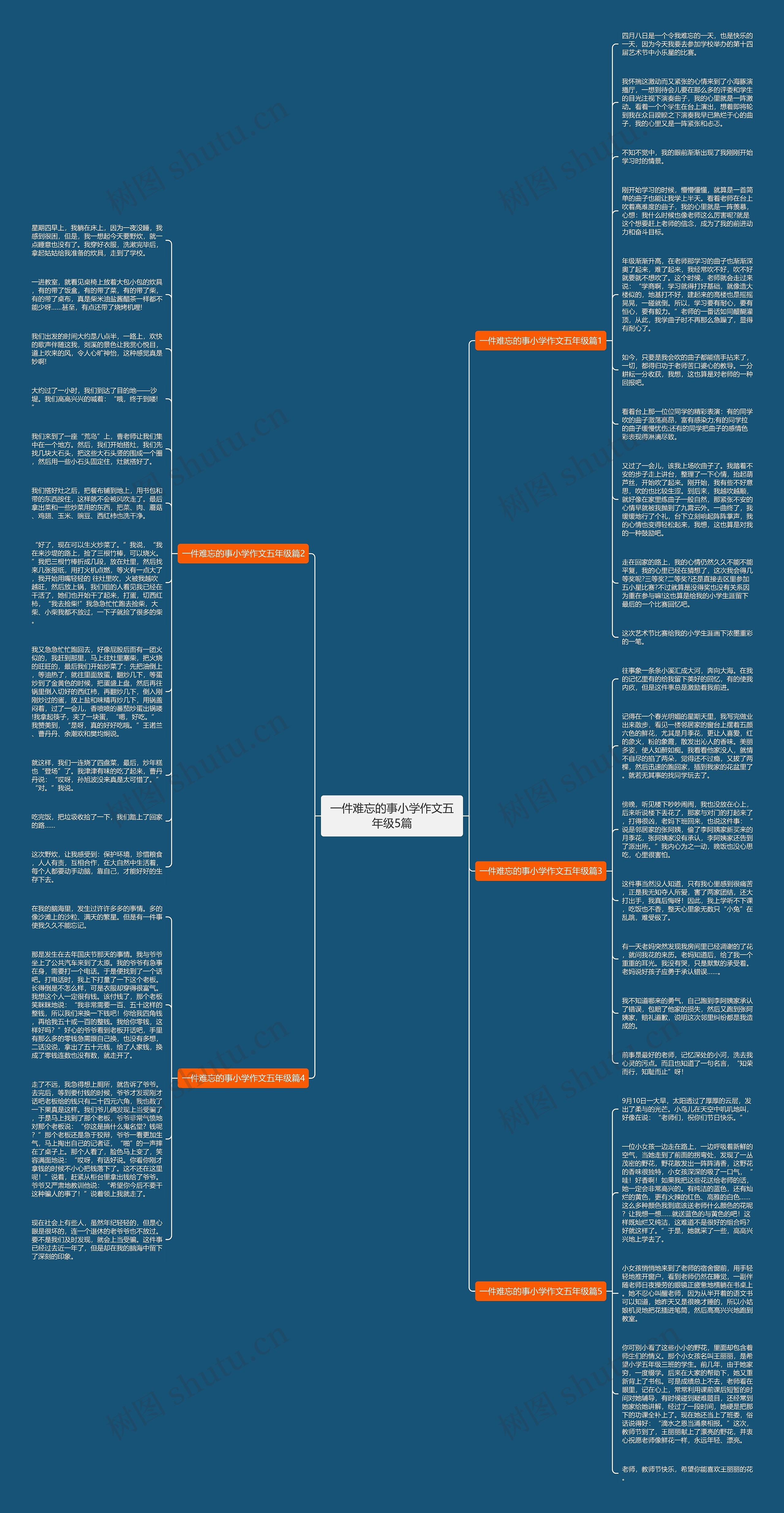 一件难忘的事小学作文五年级5篇思维导图