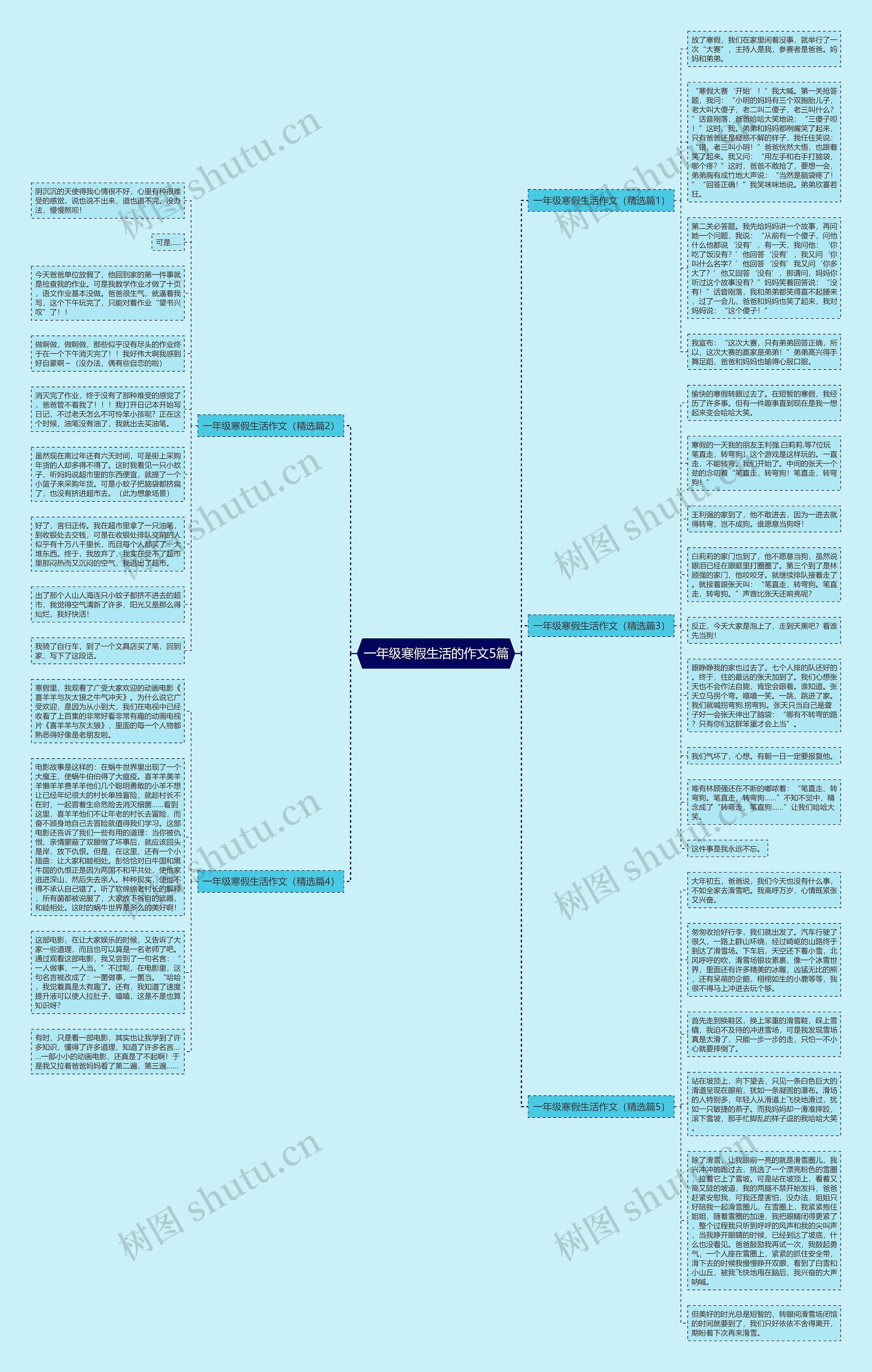 一年级寒假生活的作文5篇思维导图