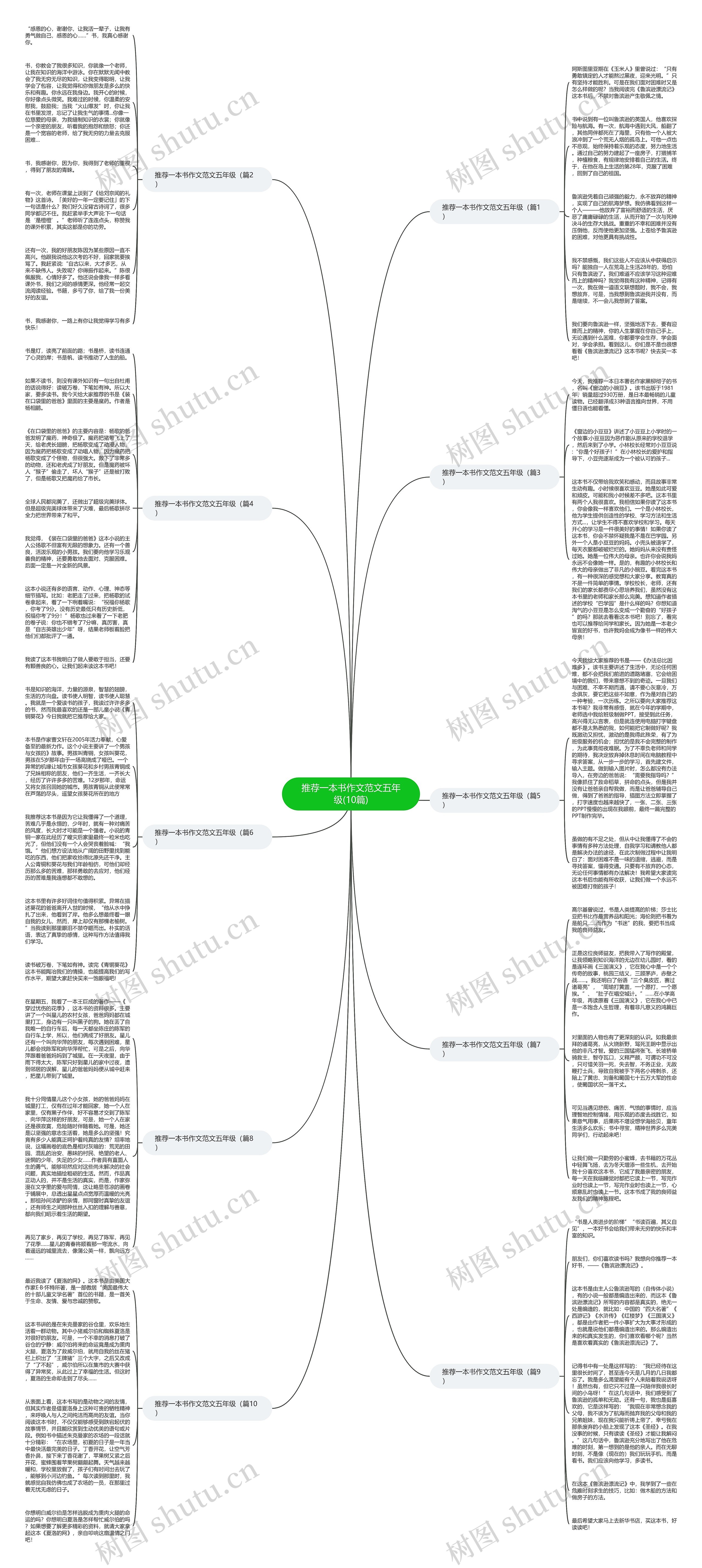 推荐一本书作文范文五年级(10篇)思维导图