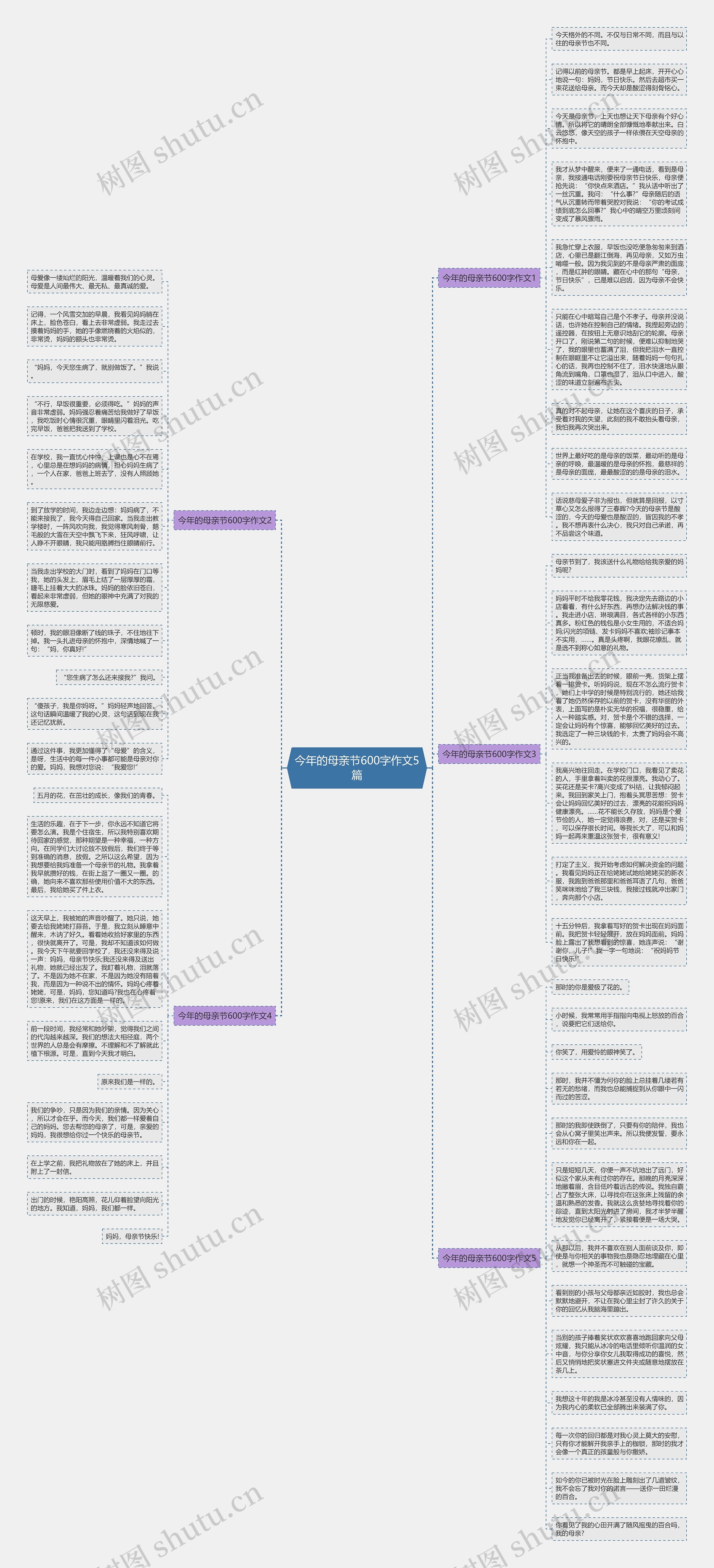 今年的母亲节600字作文5篇思维导图