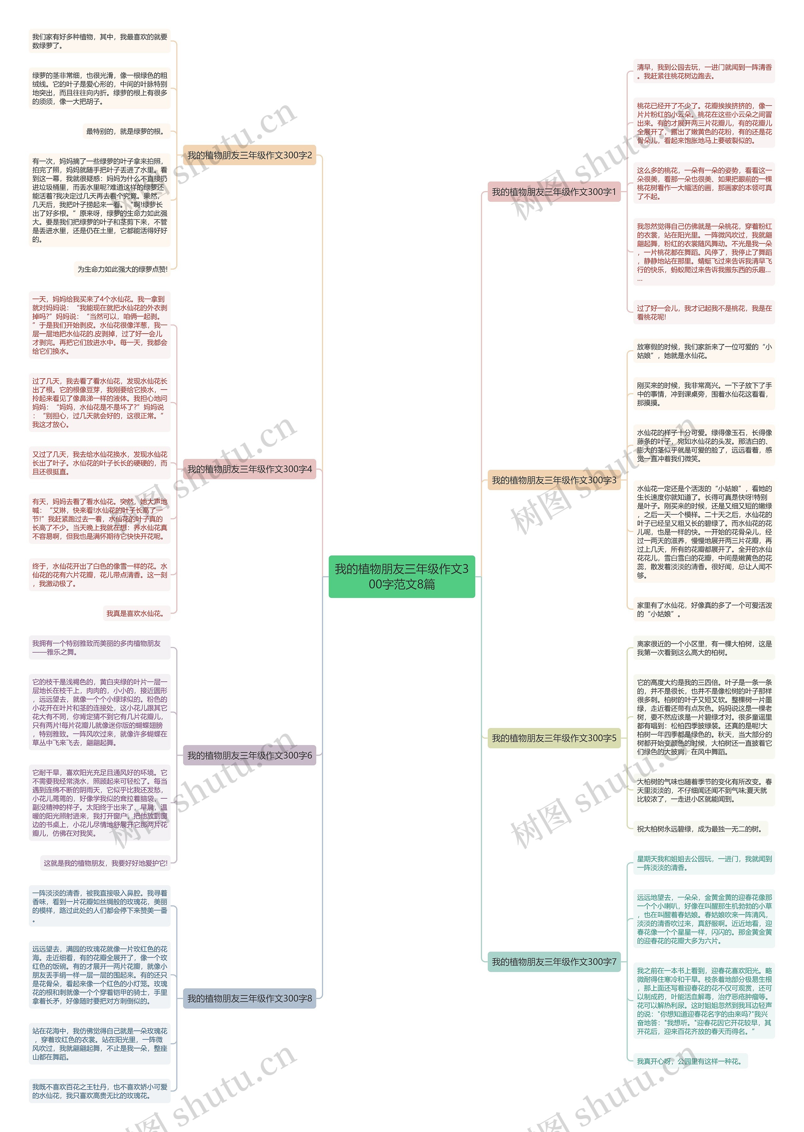 我的植物朋友三年级作文300字范文8篇思维导图