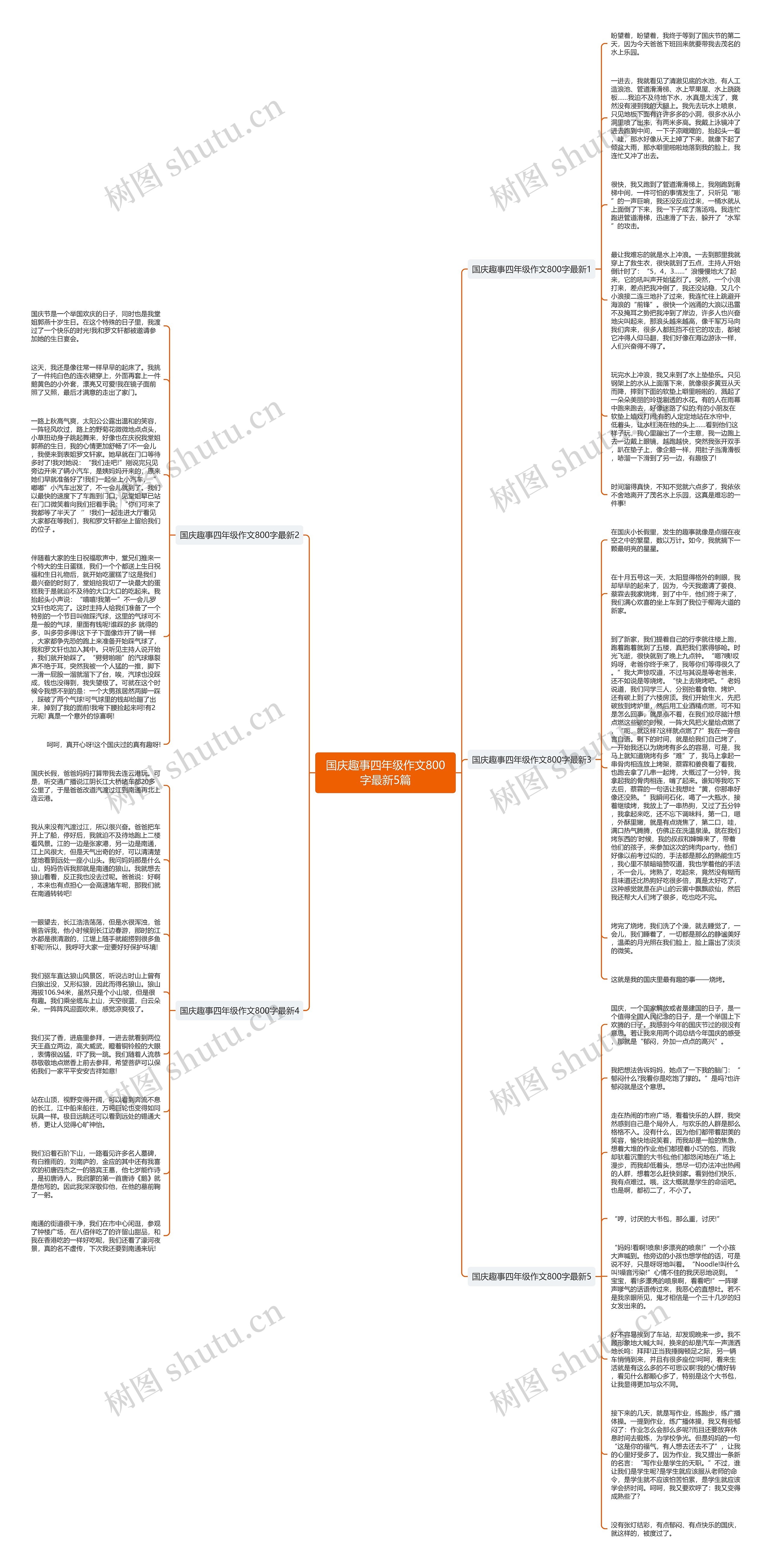 国庆趣事四年级作文800字最新5篇思维导图