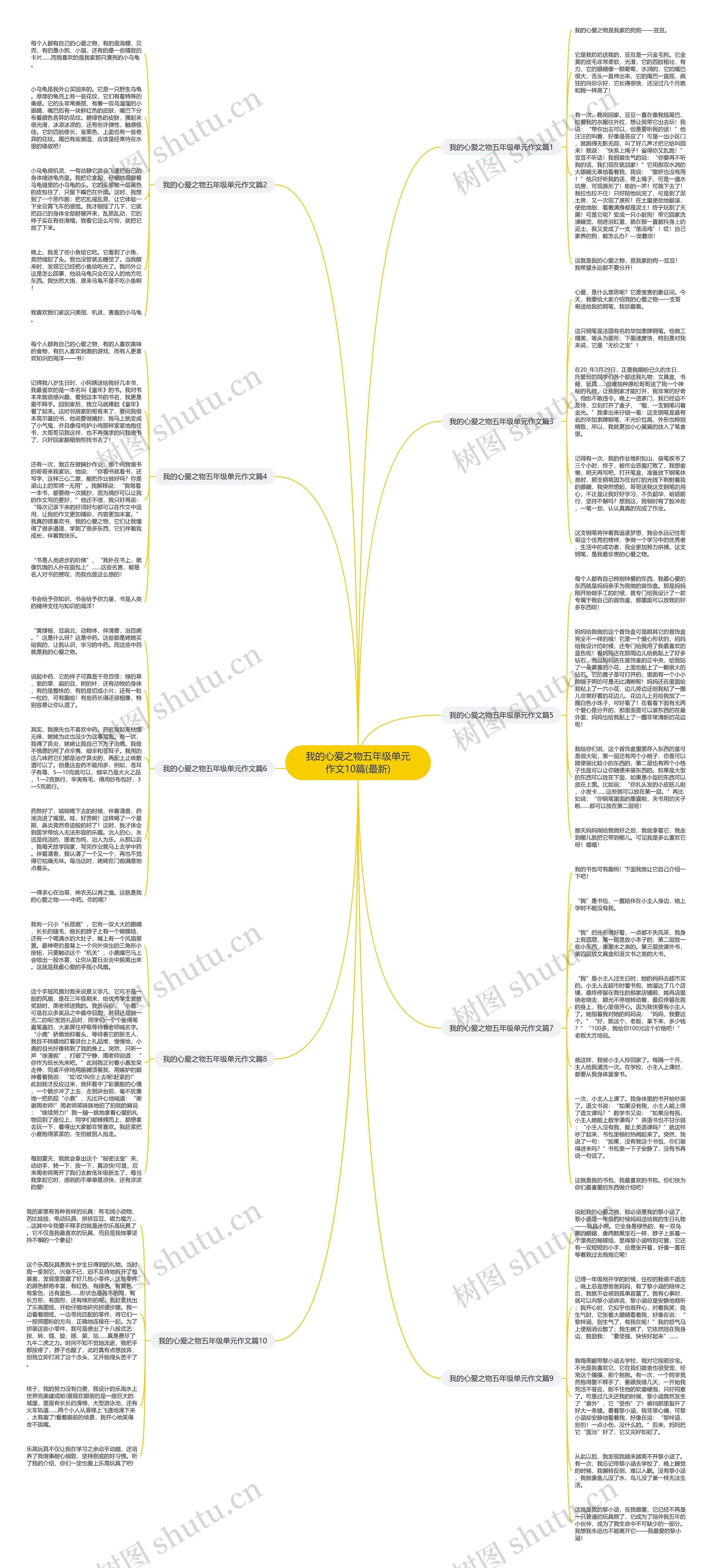 我的心爱之物五年级单元作文10篇(最新)思维导图