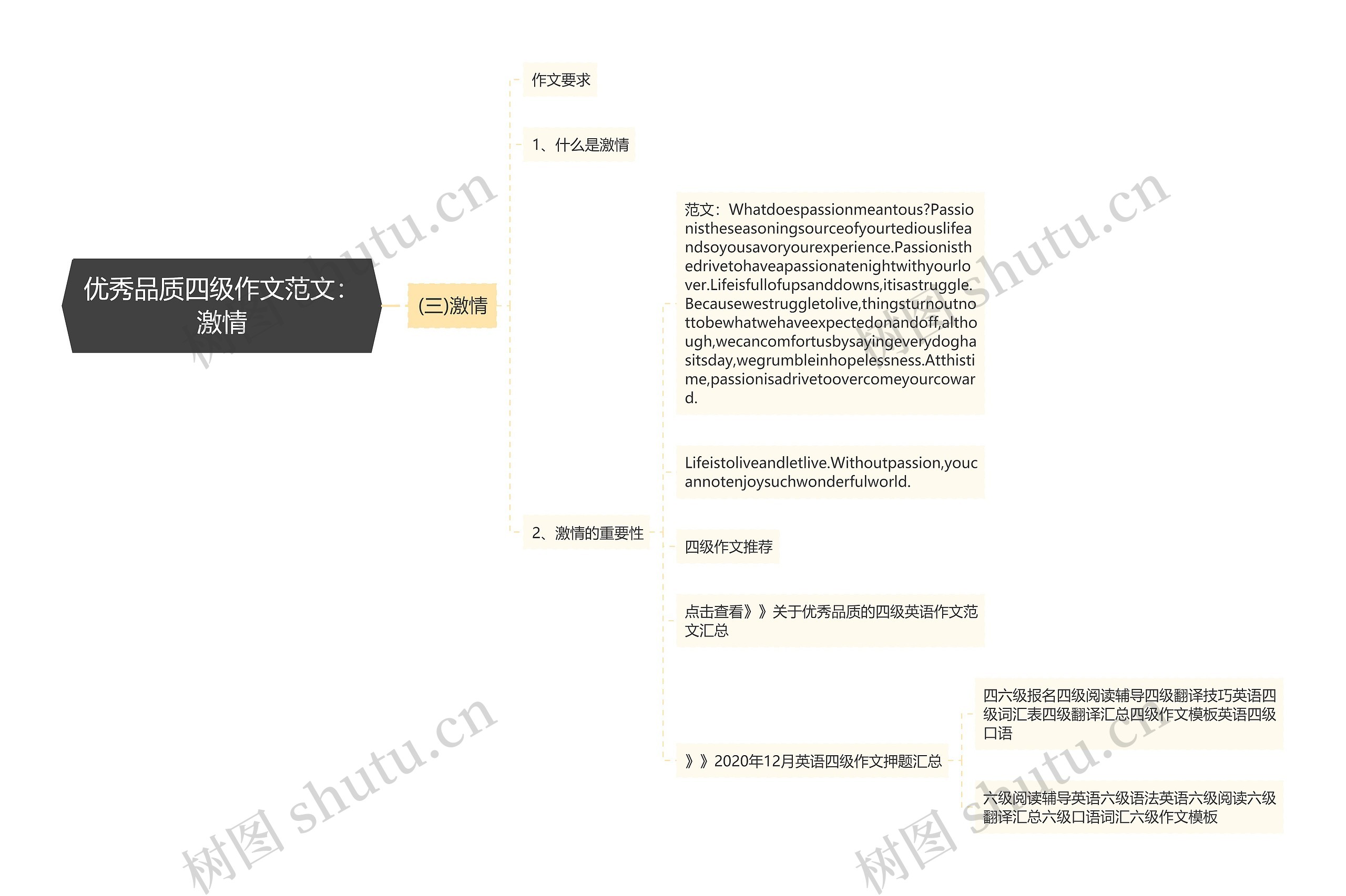 优秀品质四级作文范文：激情思维导图