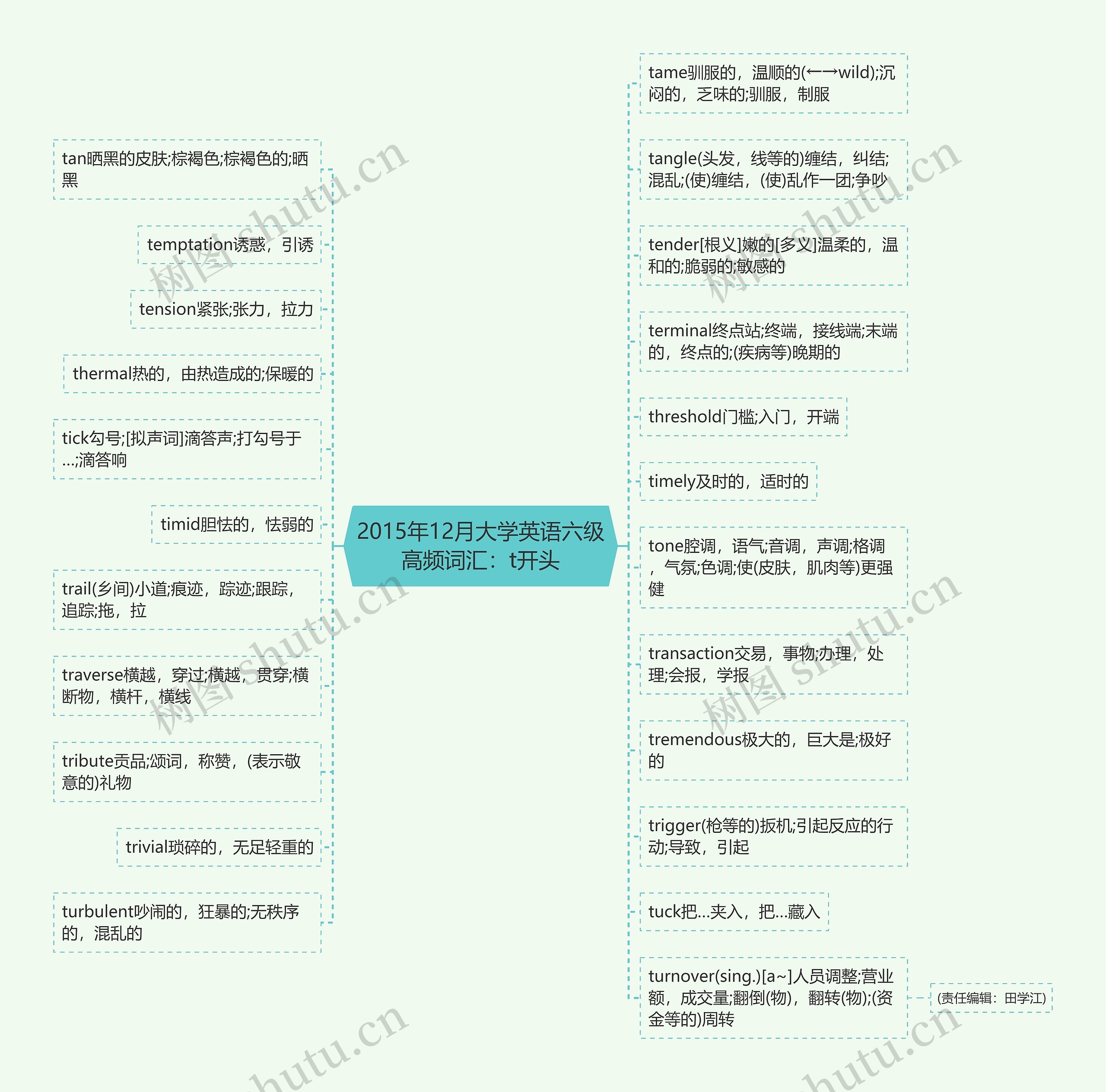 2015年12月大学英语六级高频词汇：t开头思维导图