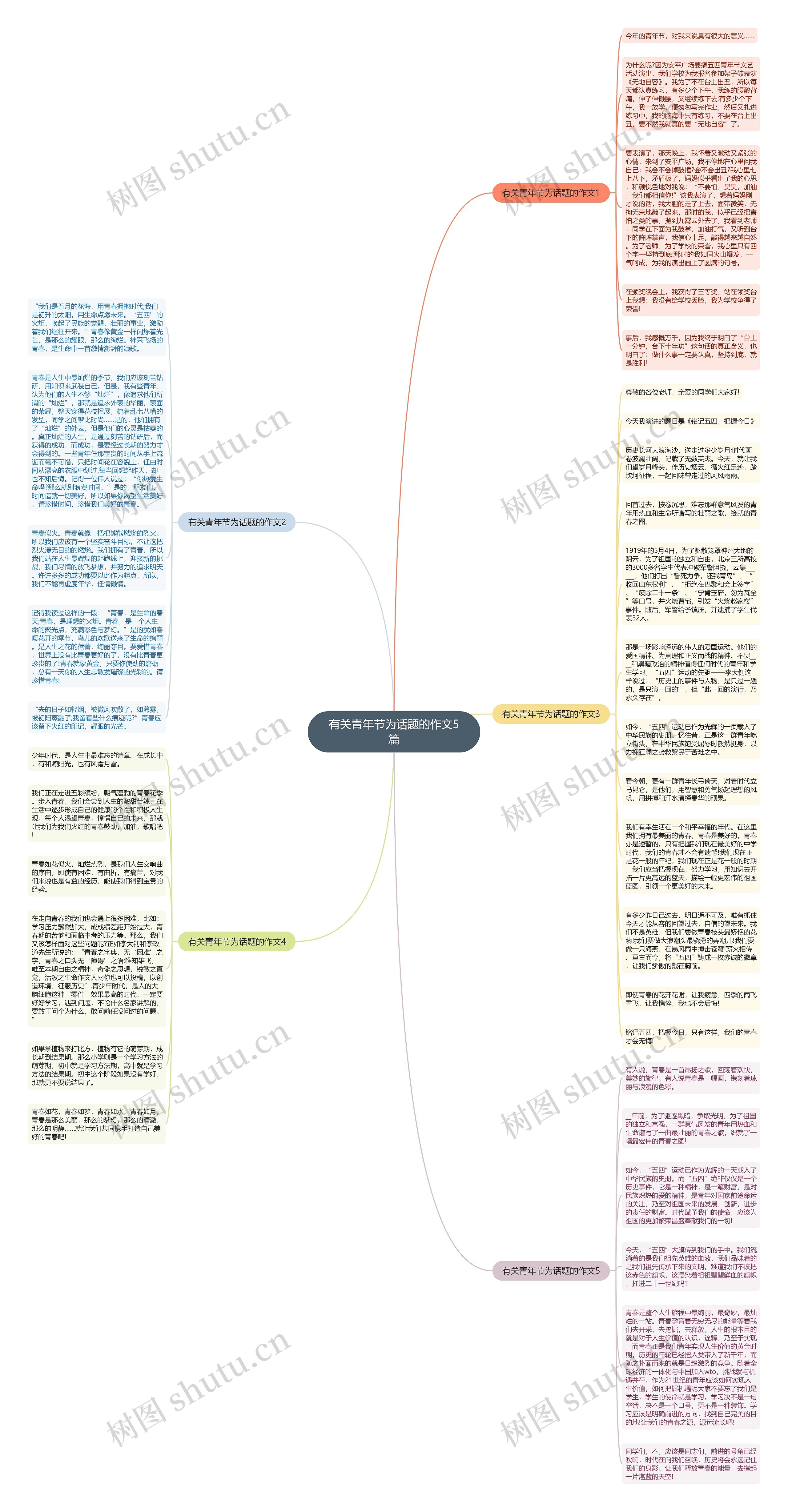 有关青年节为话题的作文5篇思维导图