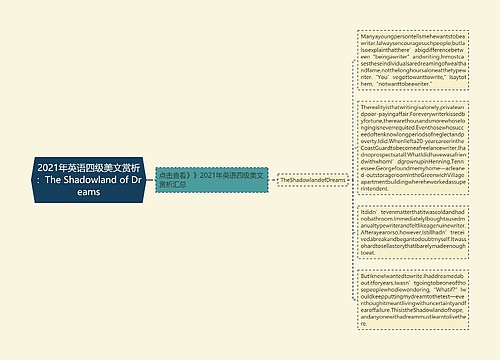 2021年英语四级美文赏析：The Shadowland of Dreams