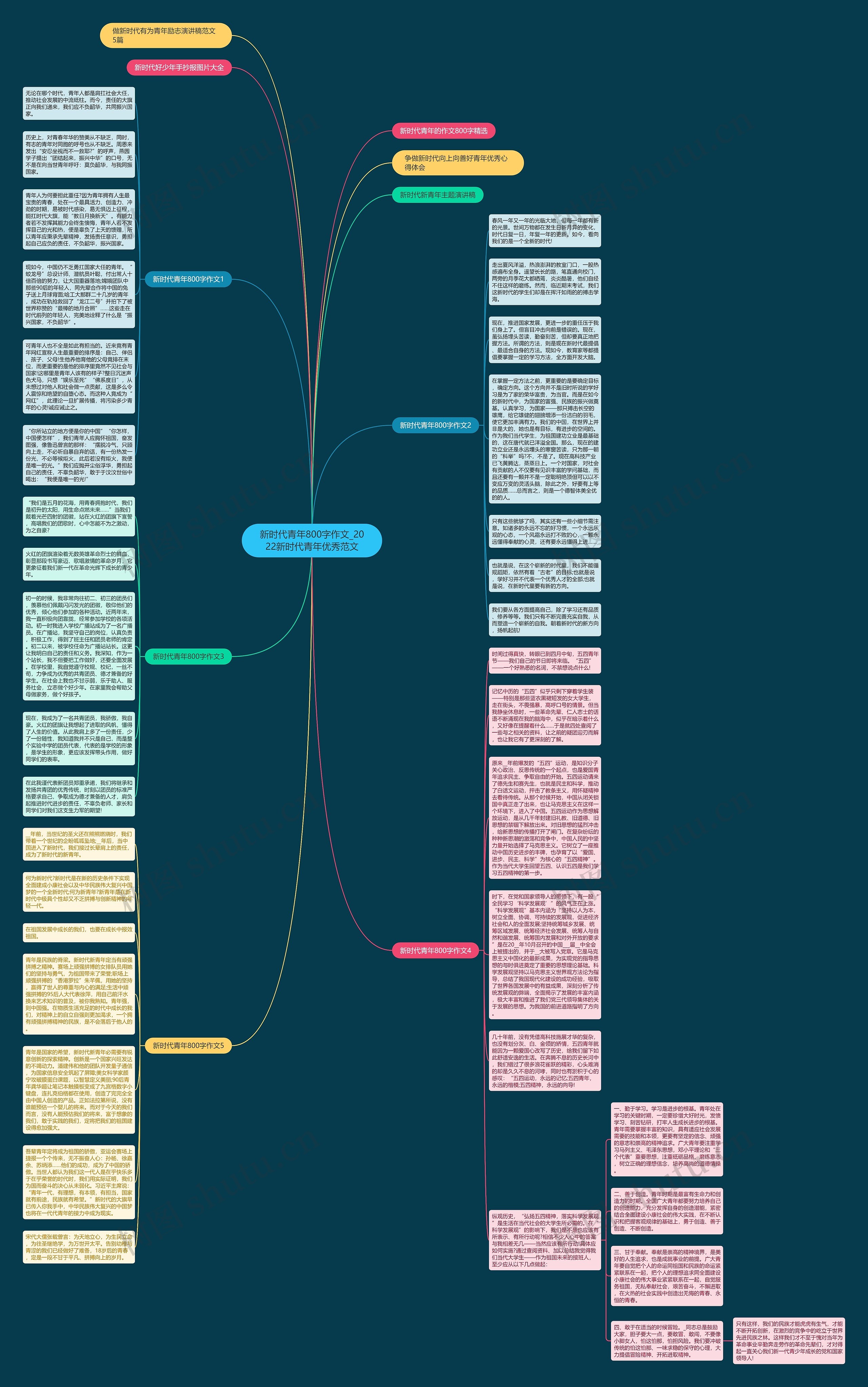 新时代青年800字作文_2022新时代青年优秀范文思维导图