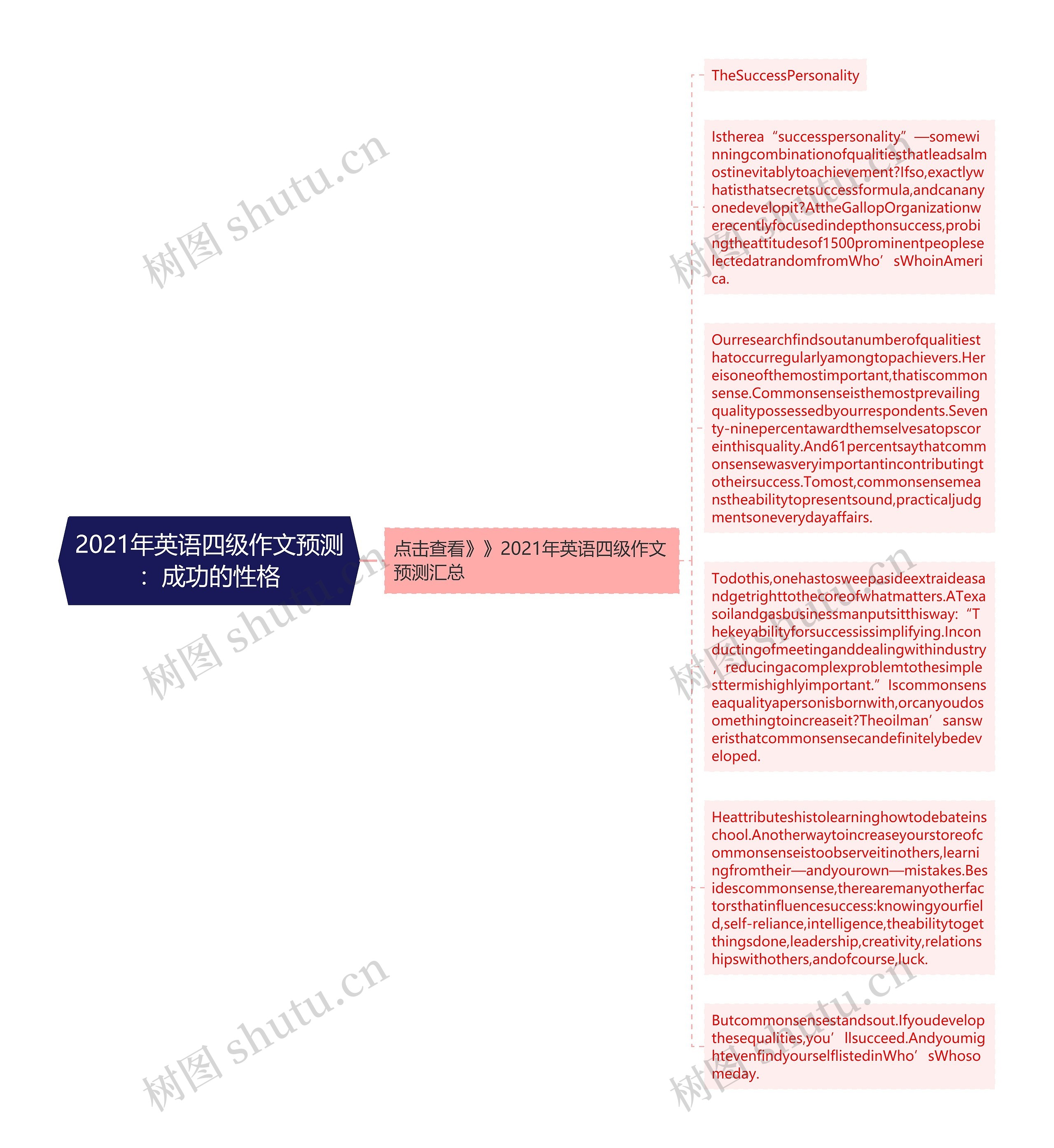 2021年英语四级作文预测：成功的性格思维导图
