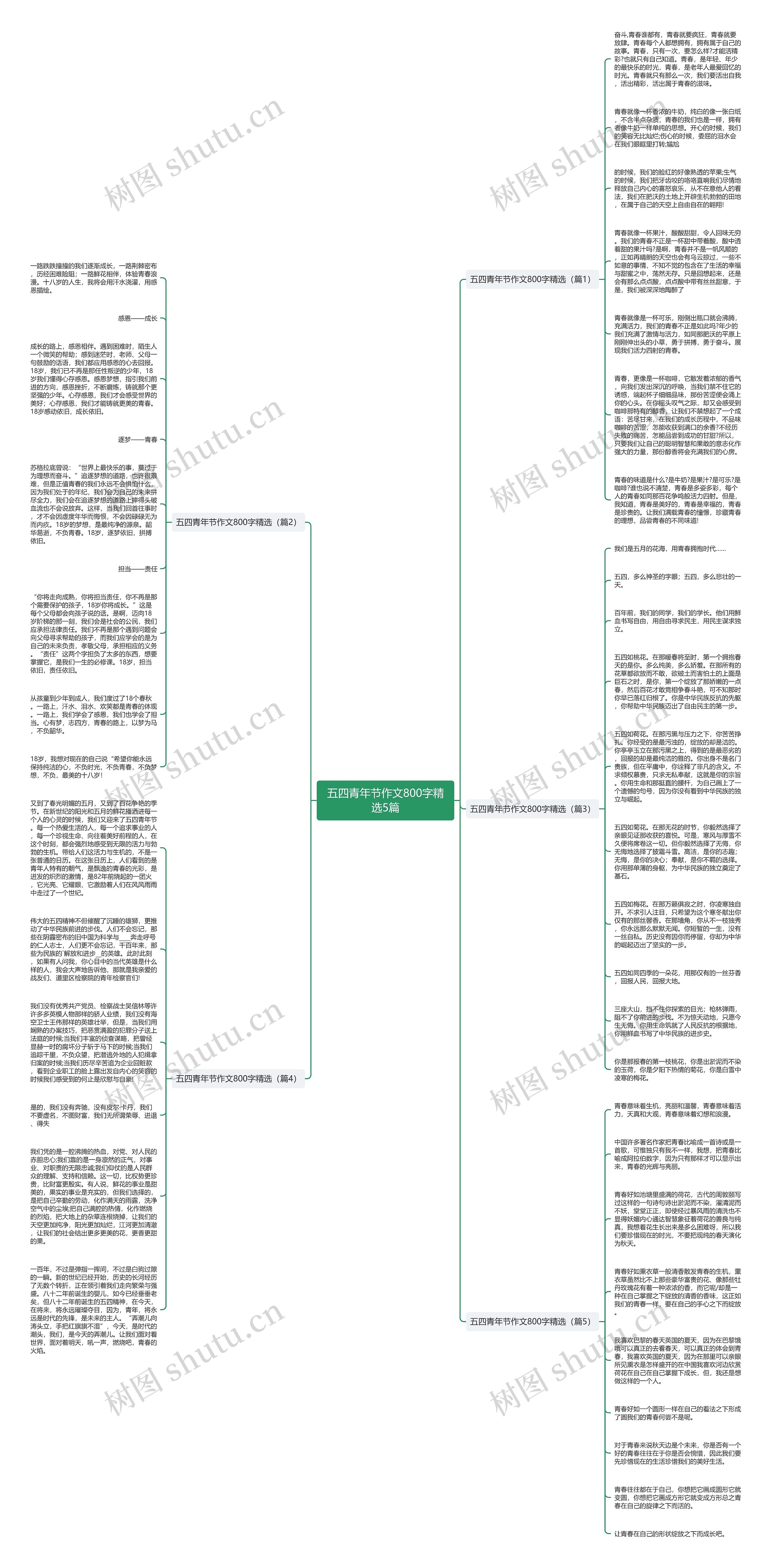 五四青年节作文800字精选5篇思维导图
