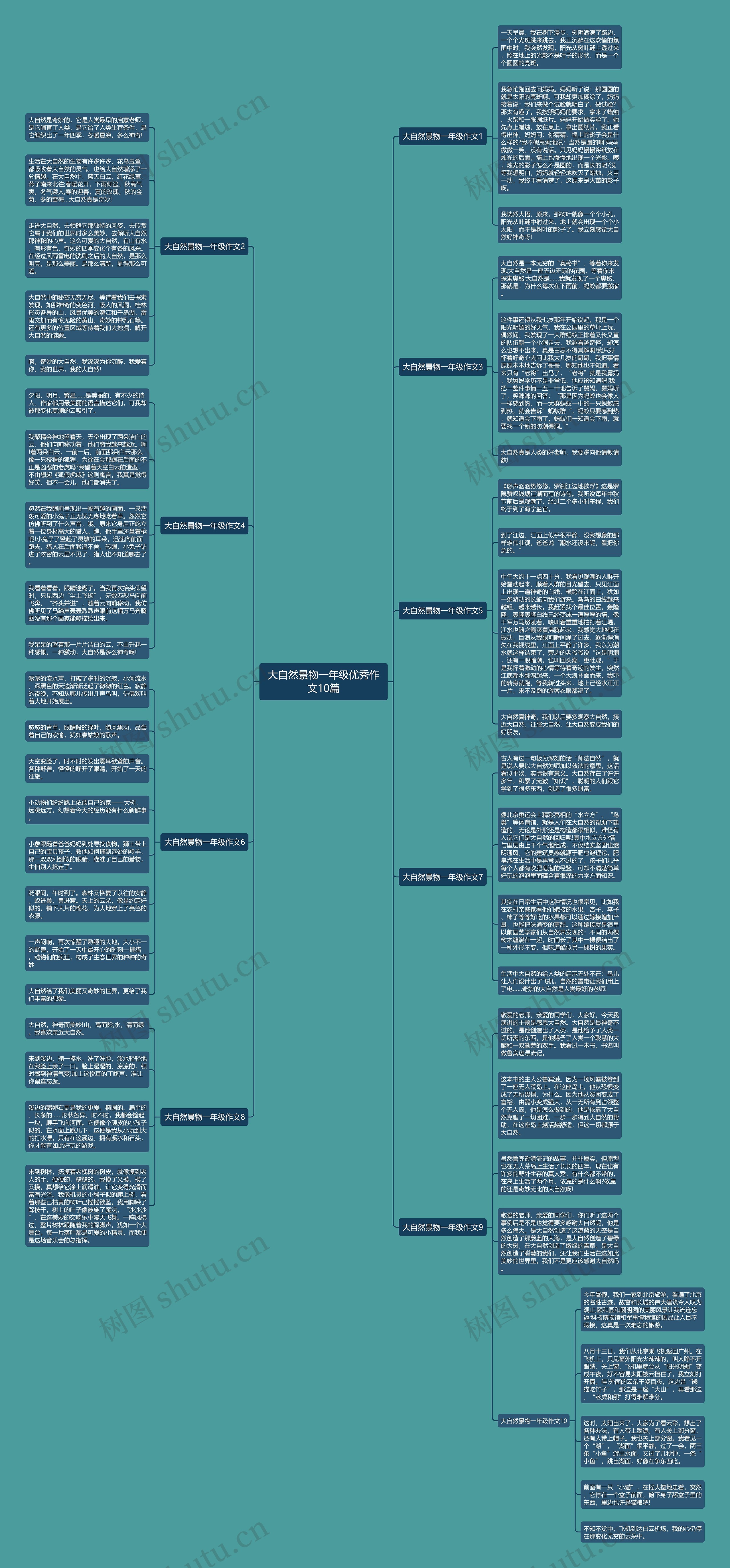 大自然景物一年级优秀作文10篇思维导图