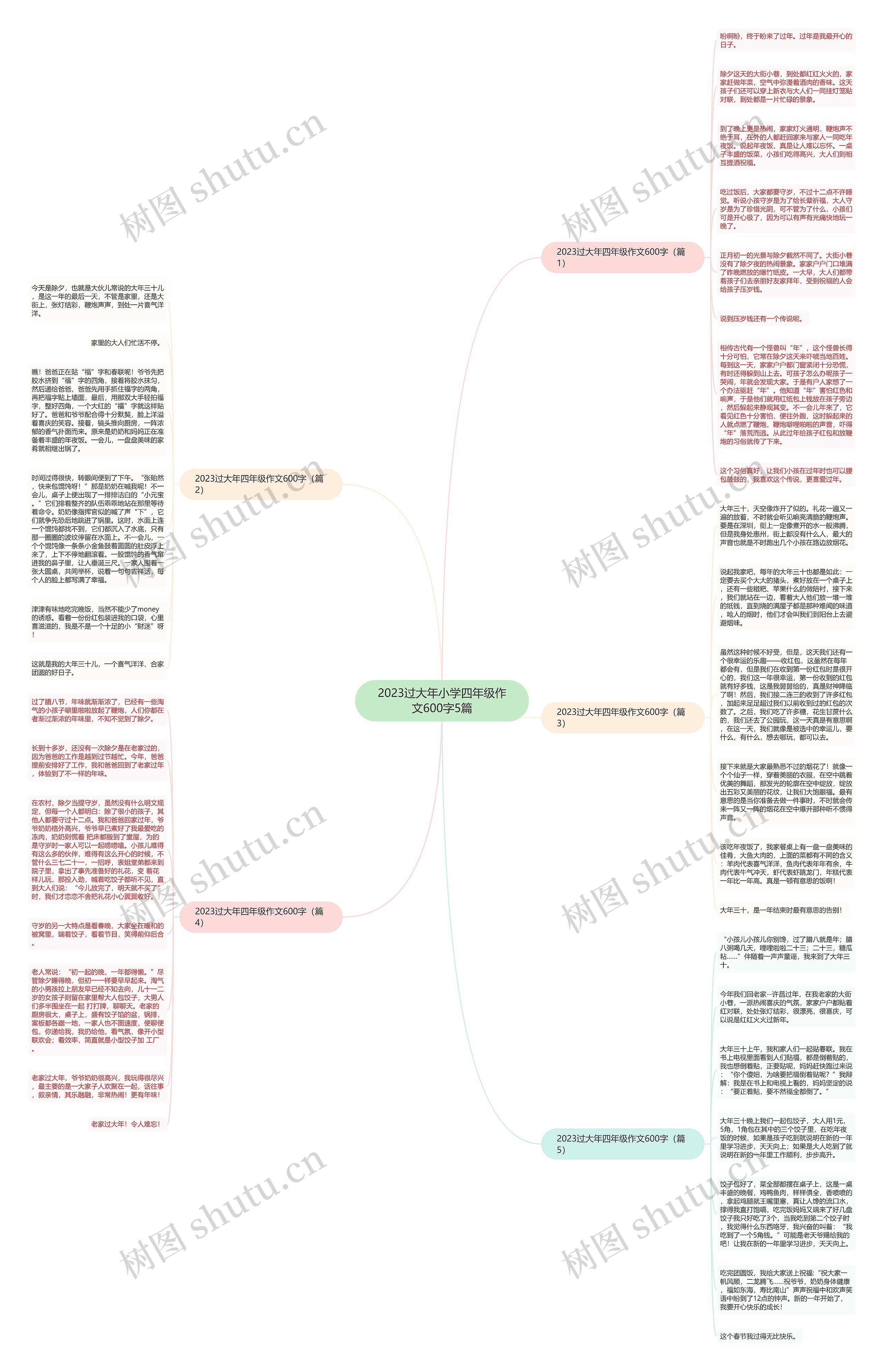 2023过大年小学四年级作文600字5篇思维导图