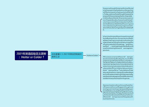 2021年英语四级美文赏析：Hotter or Colder ?