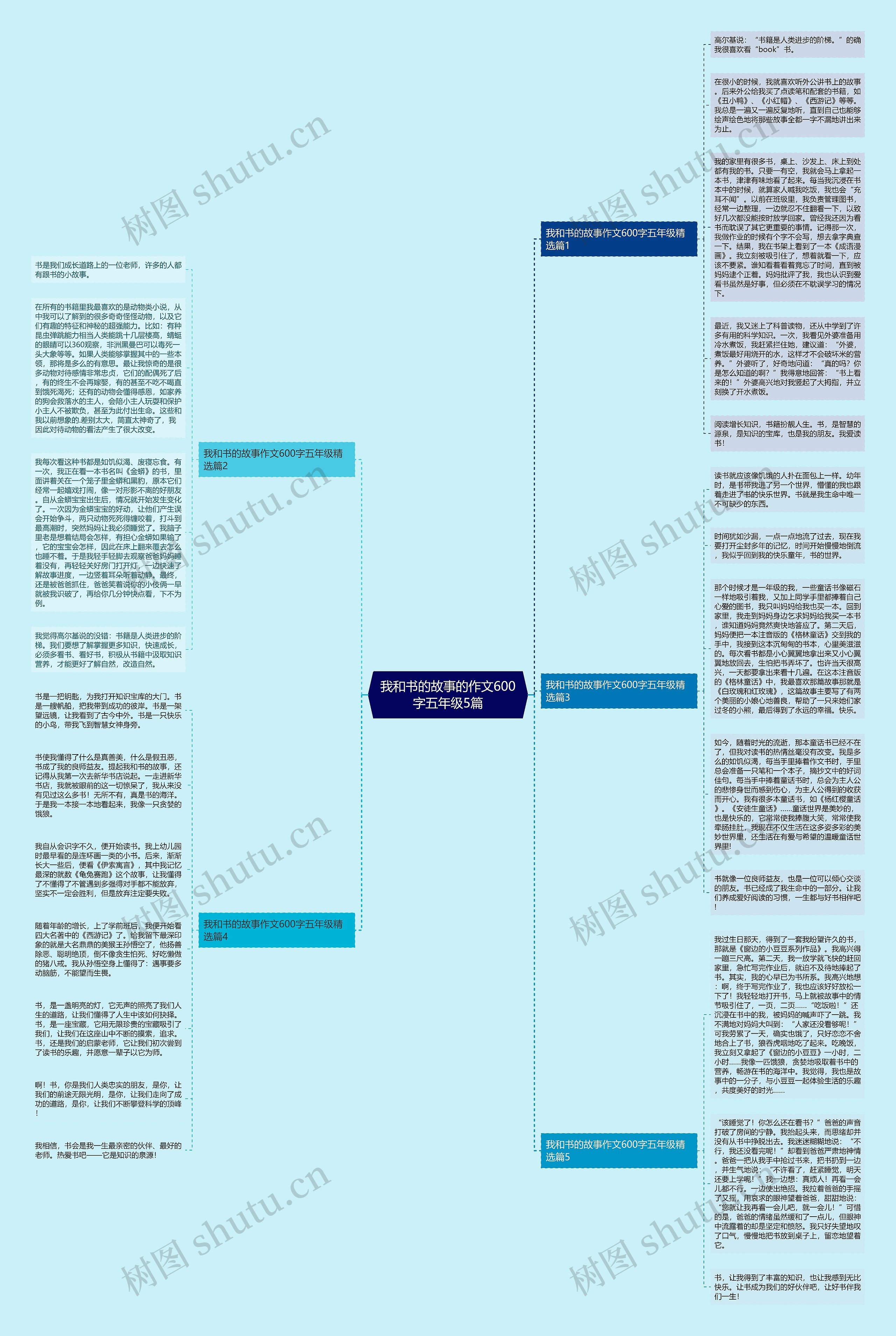 我和书的故事的作文600字五年级5篇思维导图