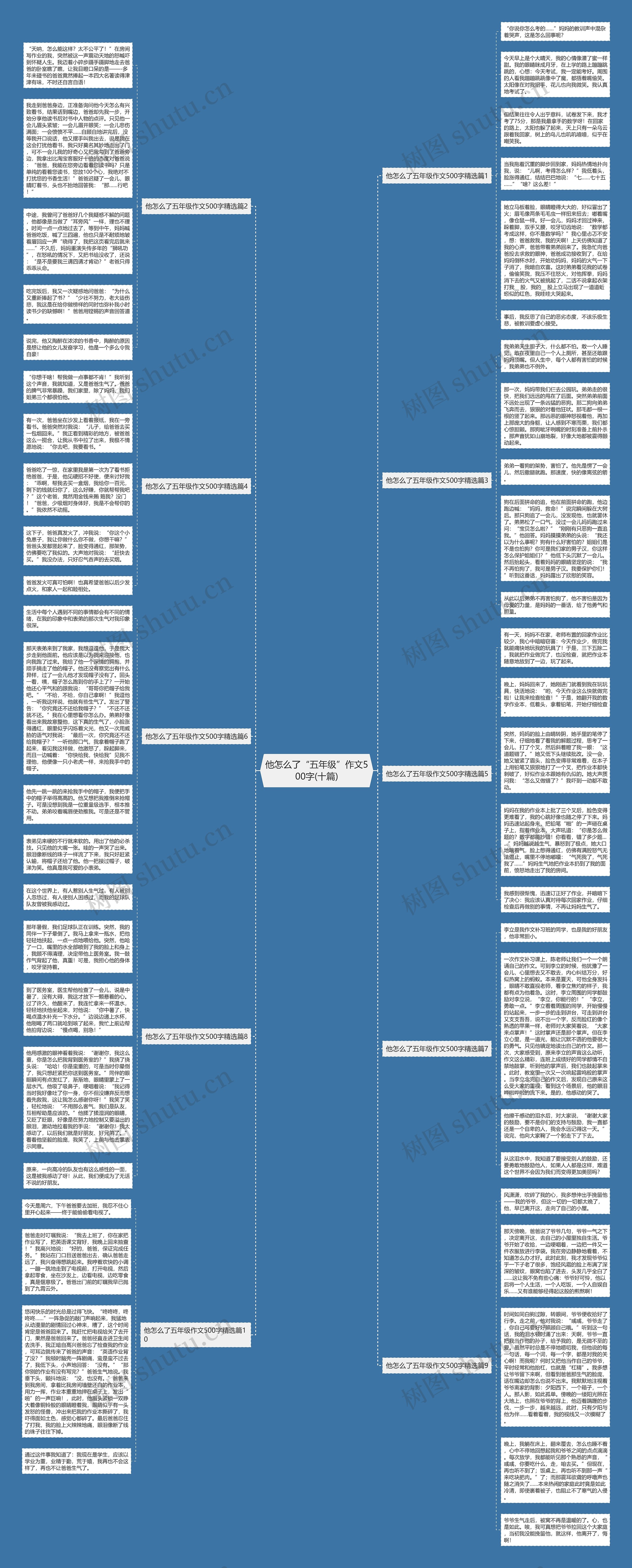 他怎么了“五年级”作文500字(十篇)思维导图