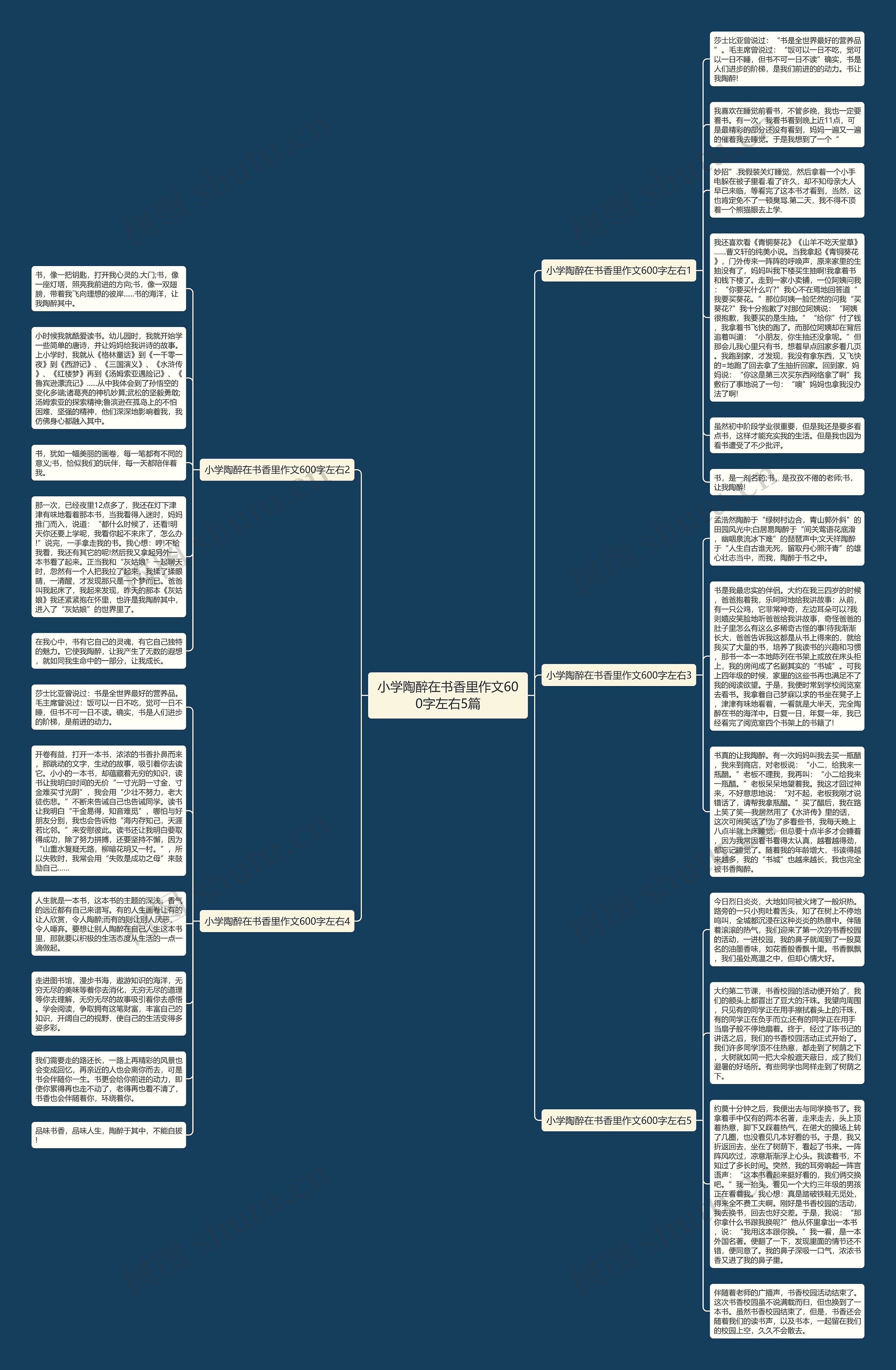 小学陶醉在书香里作文600字左右5篇思维导图