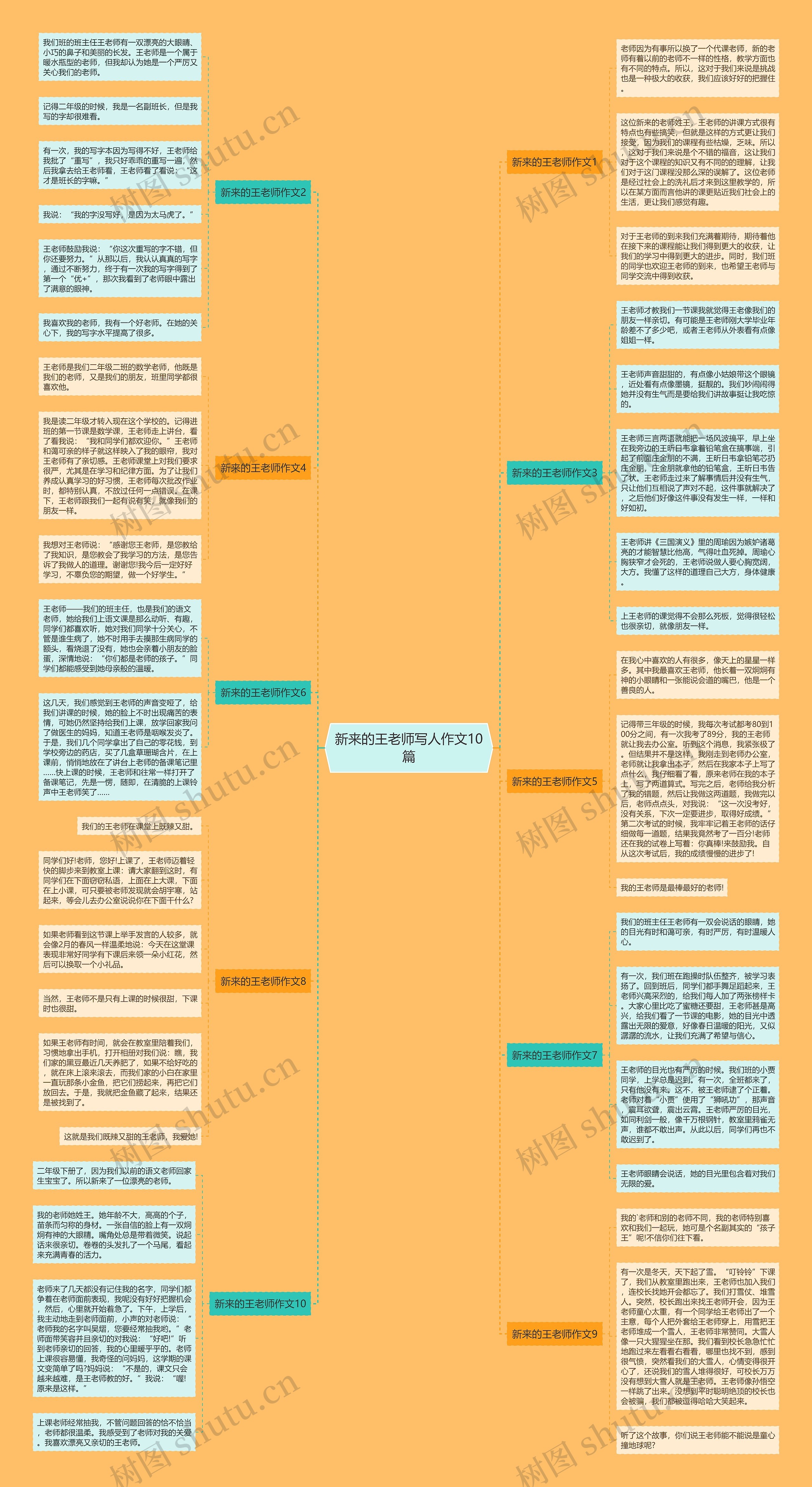 新来的王老师写人作文10篇思维导图