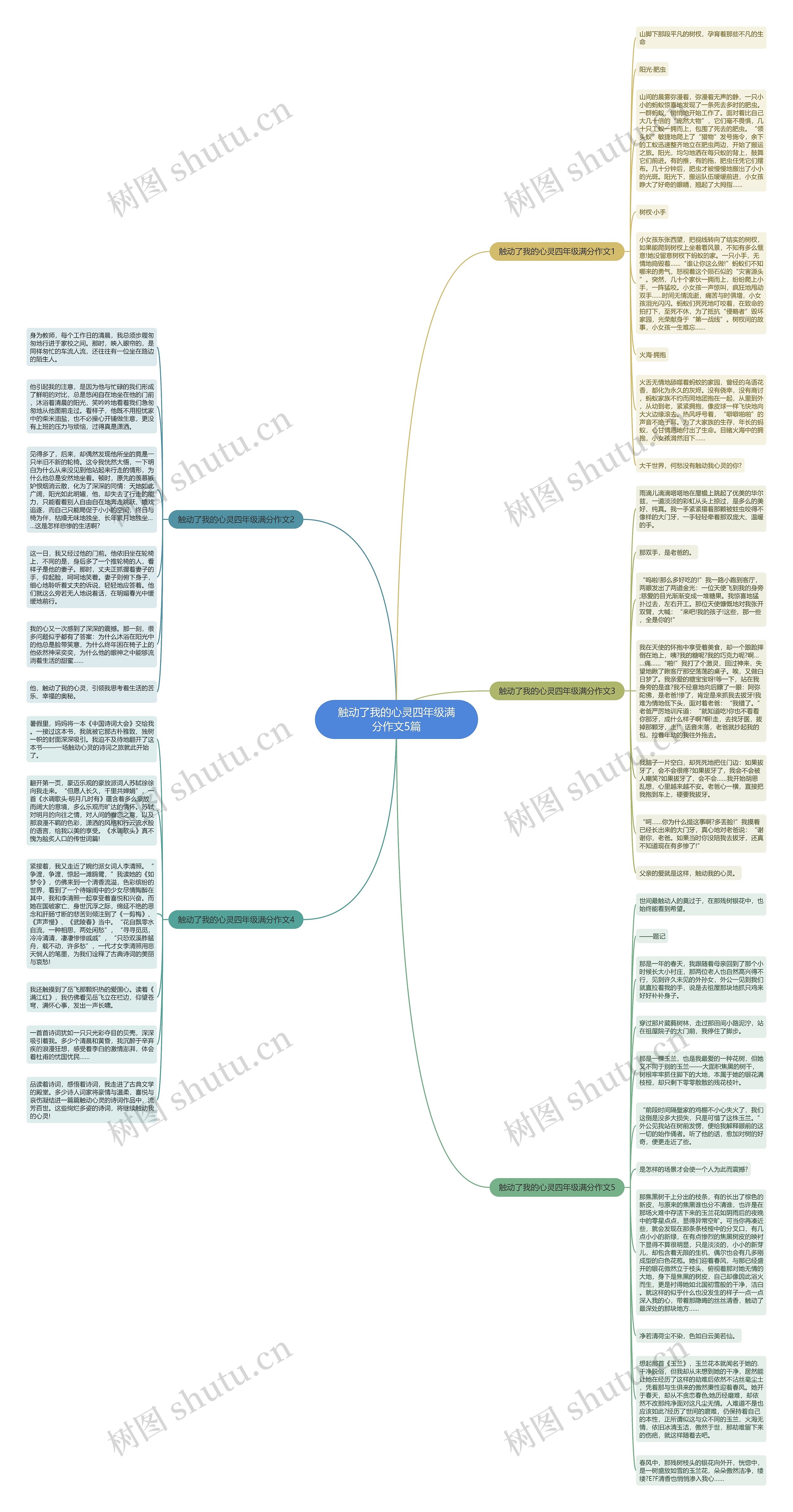 触动了我的心灵四年级满分作文5篇思维导图