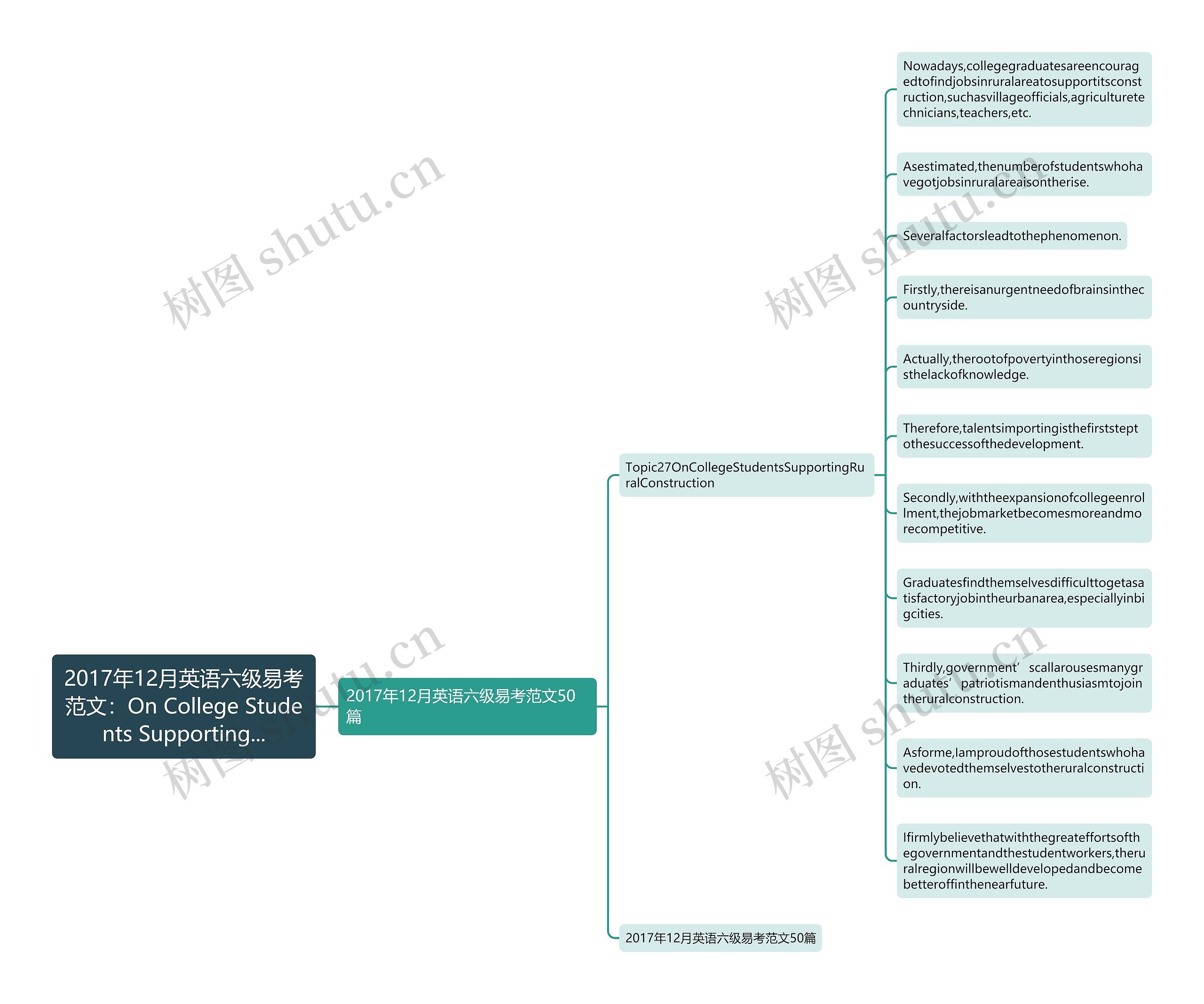2017年12月英语六级易考范文：On College Students Supporting...思维导图