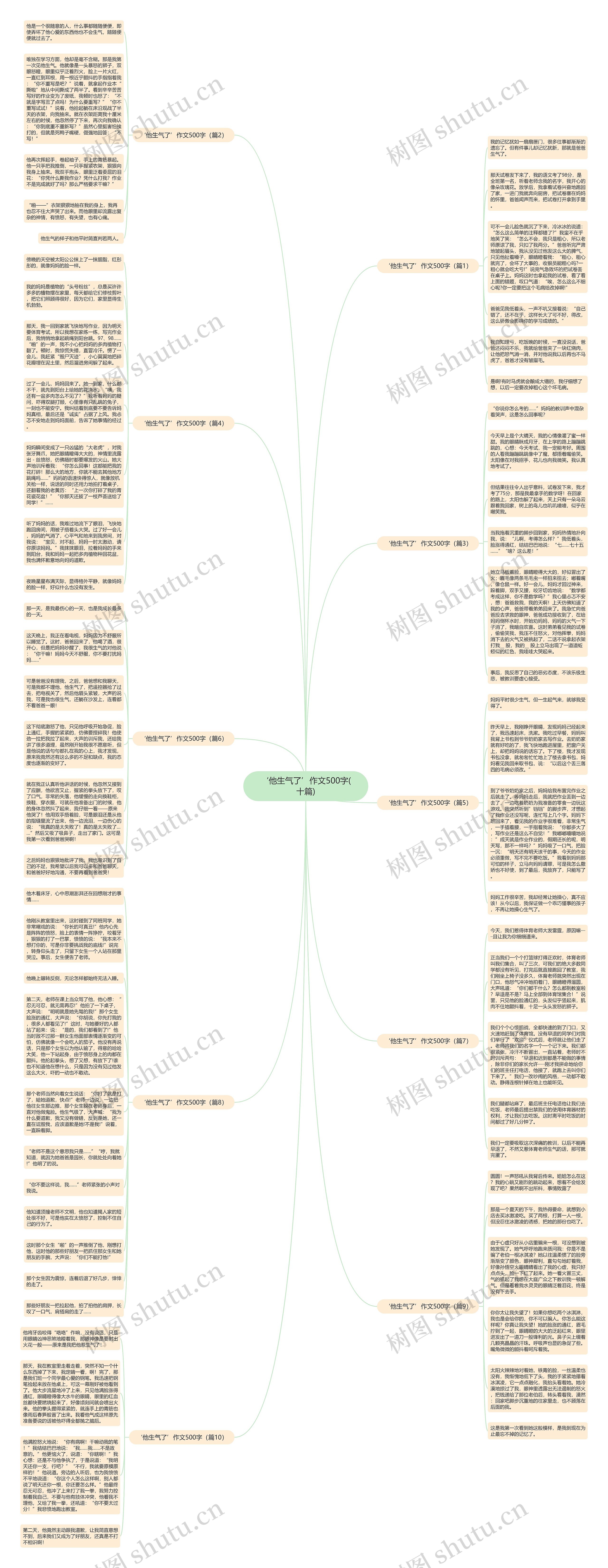 ‘他生气了’作文500字(十篇)思维导图