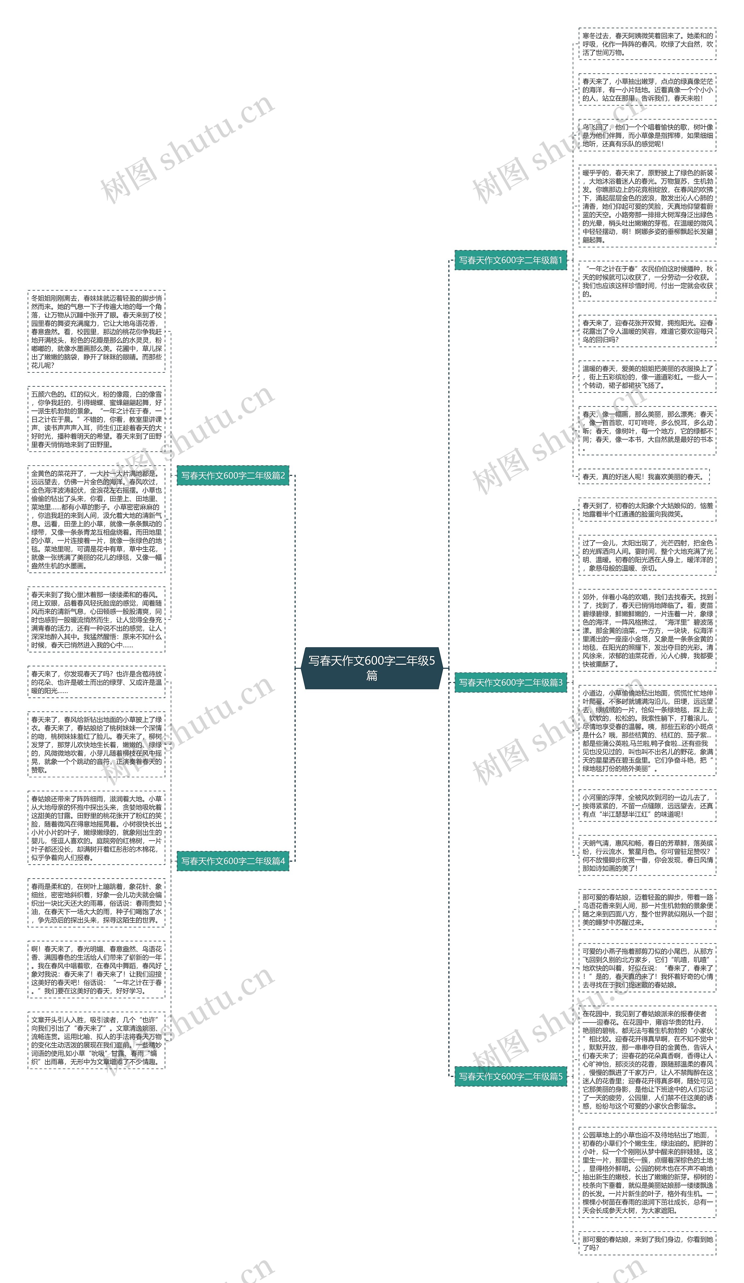 写春天作文600字二年级5篇思维导图