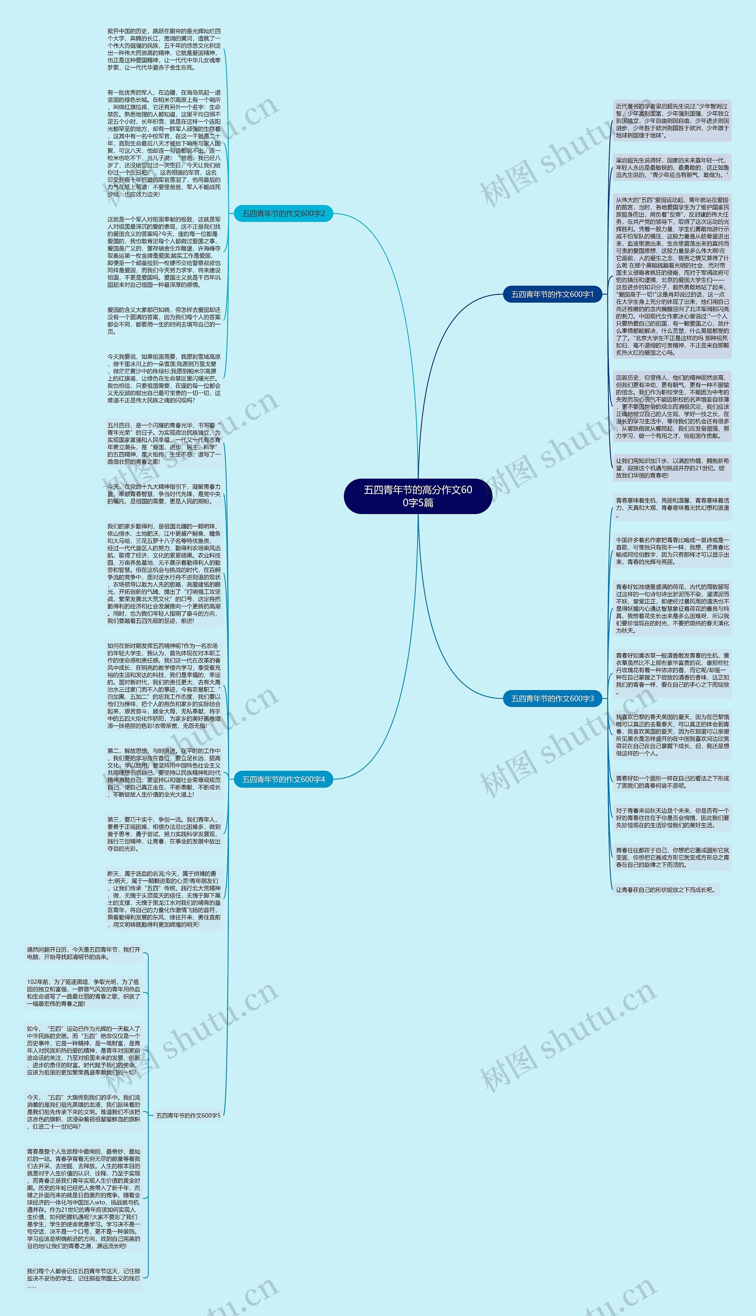 五四青年节的高分作文600字5篇思维导图