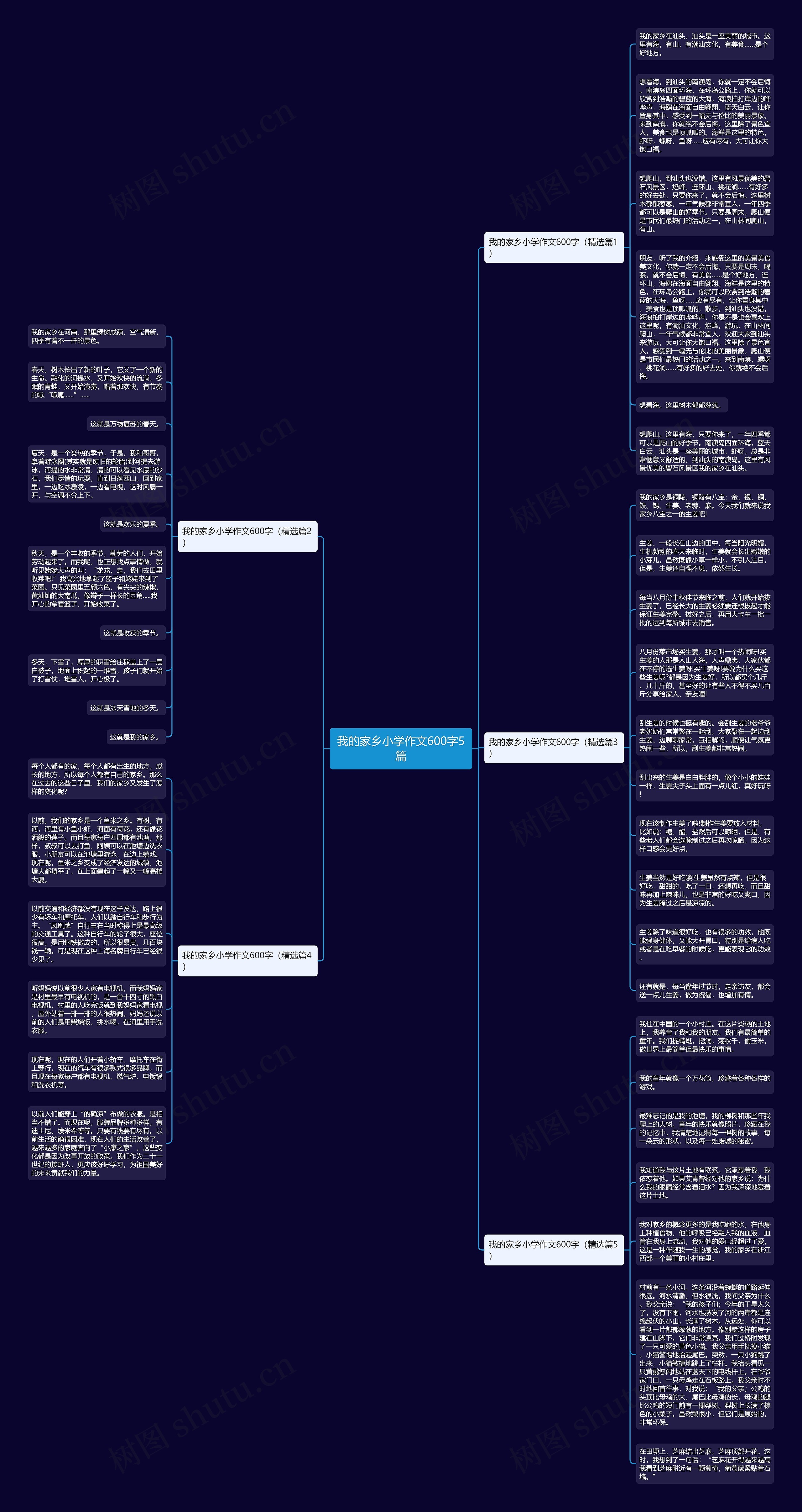 我的家乡小学作文600字5篇思维导图