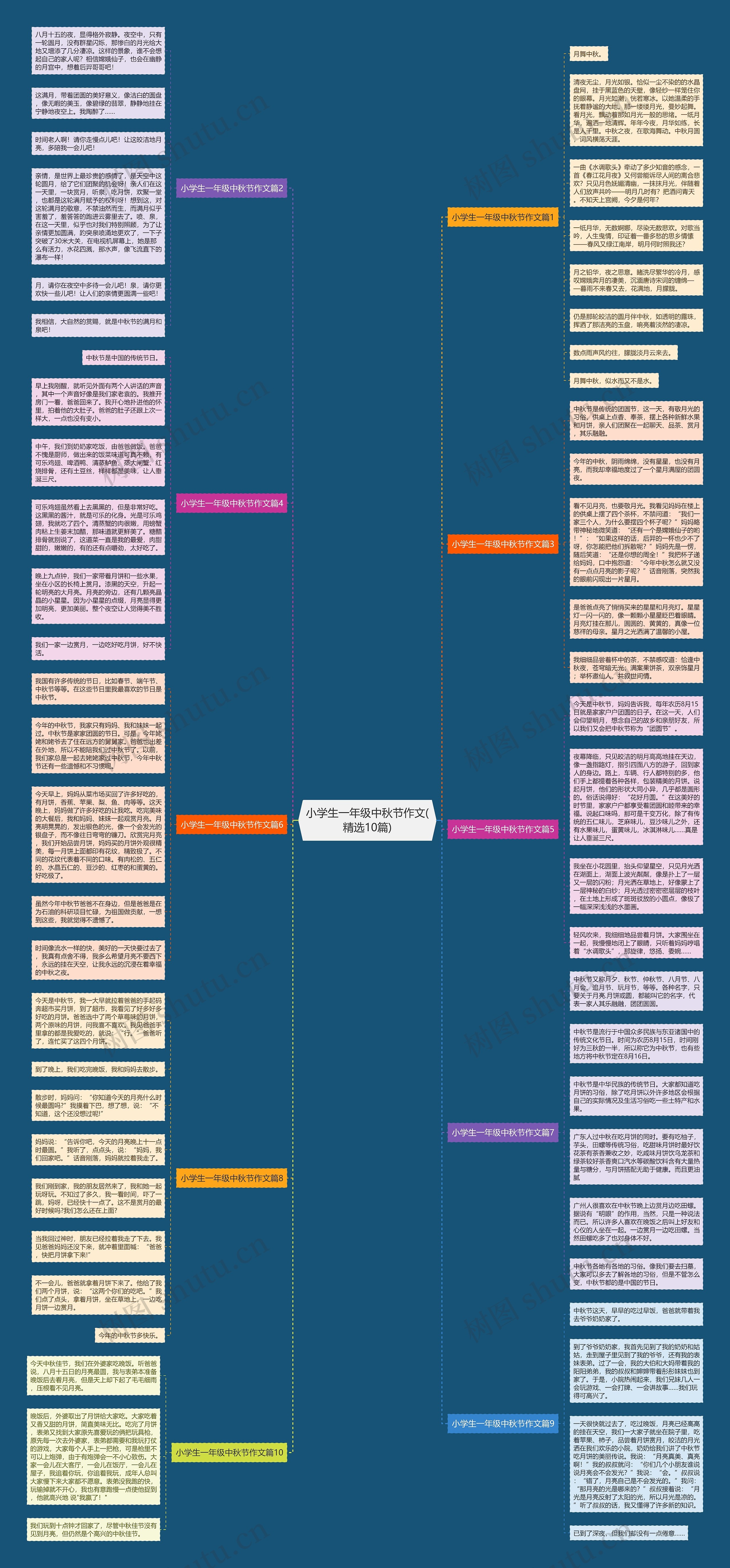 小学生一年级中秋节作文(精选10篇)思维导图