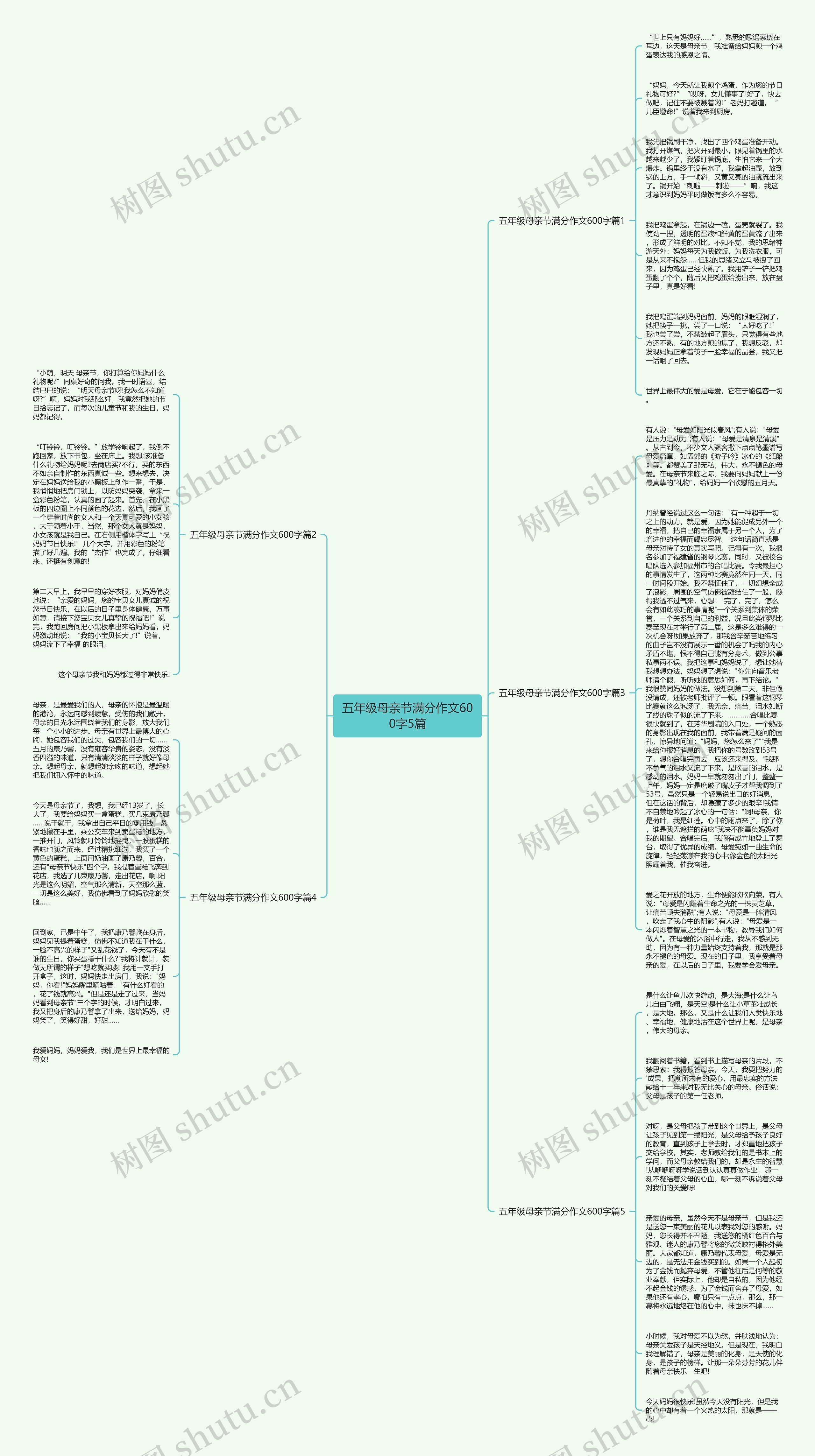 五年级母亲节满分作文600字5篇思维导图