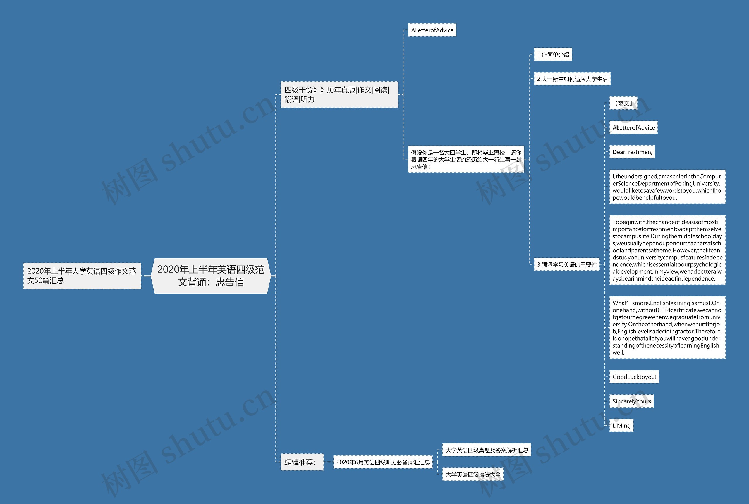 2020年上半年英语四级范文背诵：忠告信思维导图