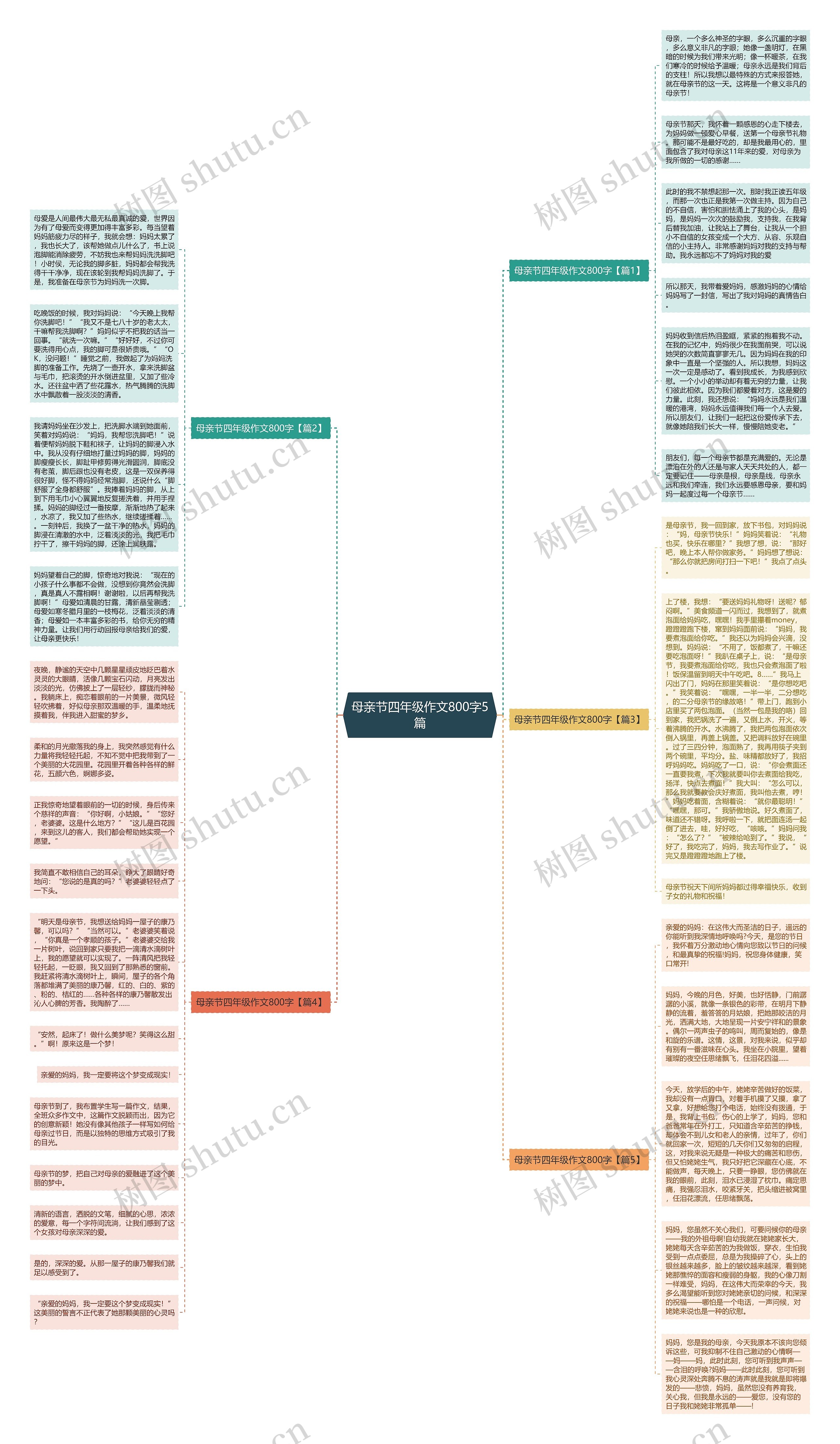 母亲节四年级作文800字5篇思维导图