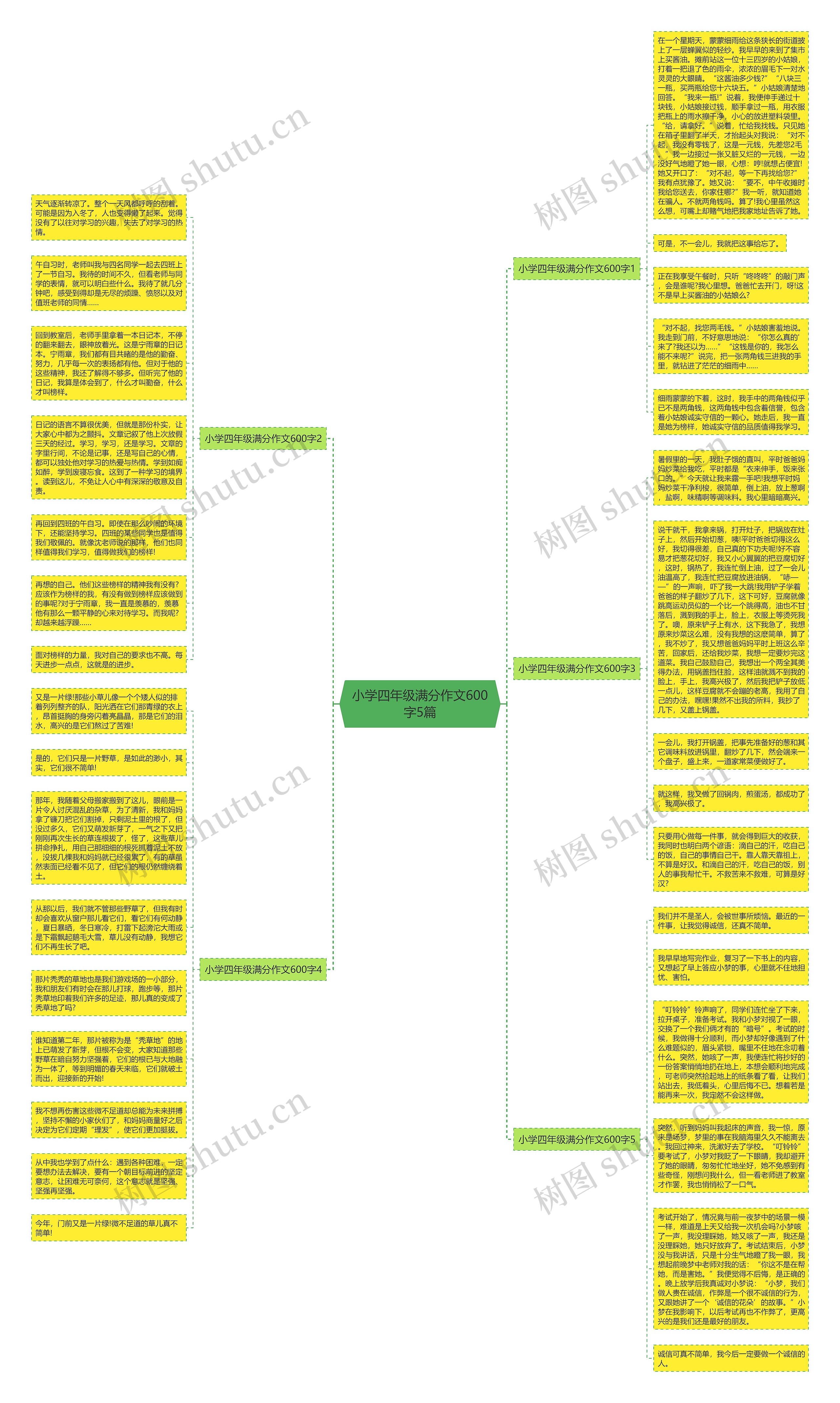 小学四年级满分作文600字5篇思维导图