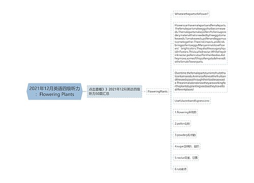 2021年12月英语四级听力：Flowering Plants