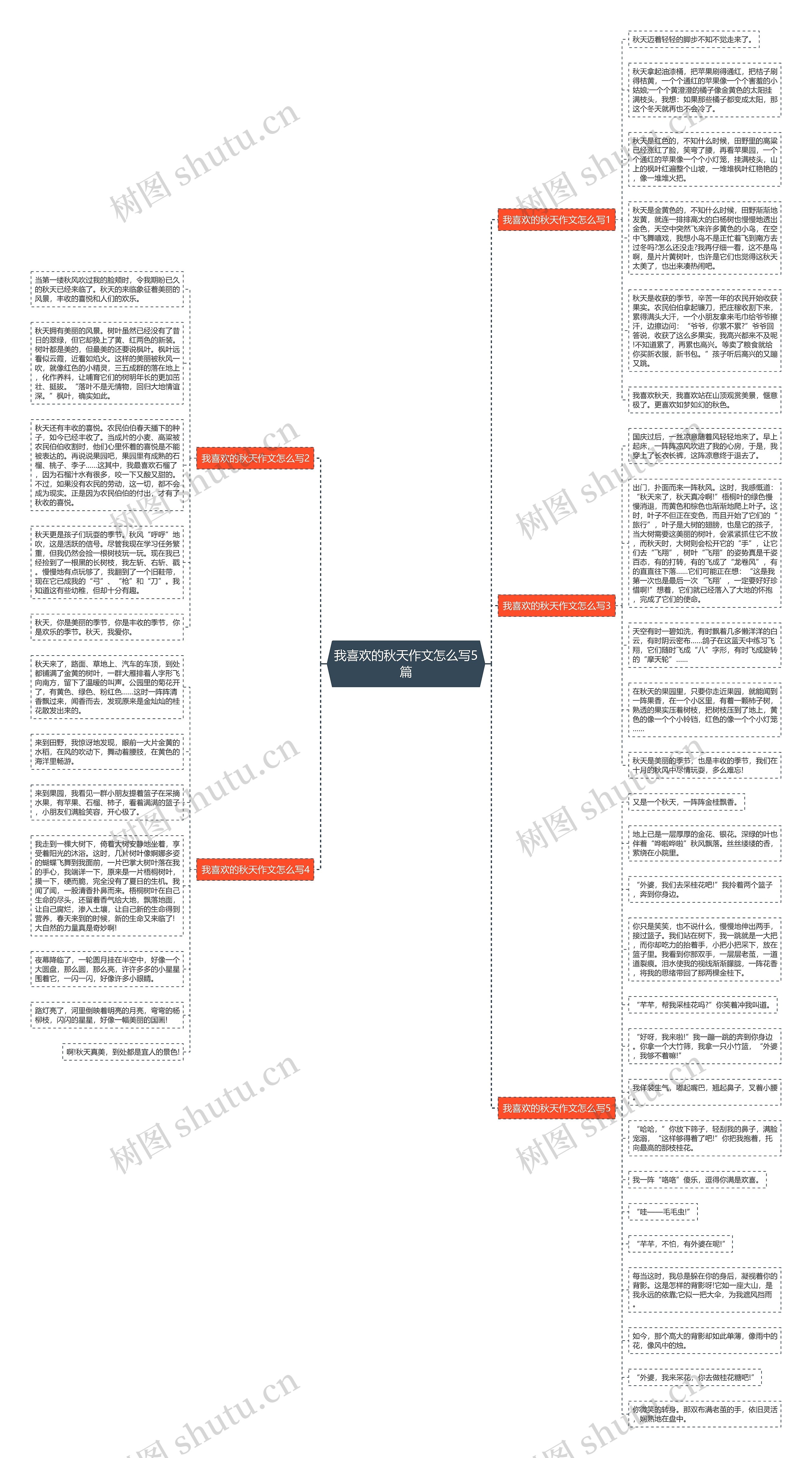 我喜欢的秋天作文怎么写5篇思维导图