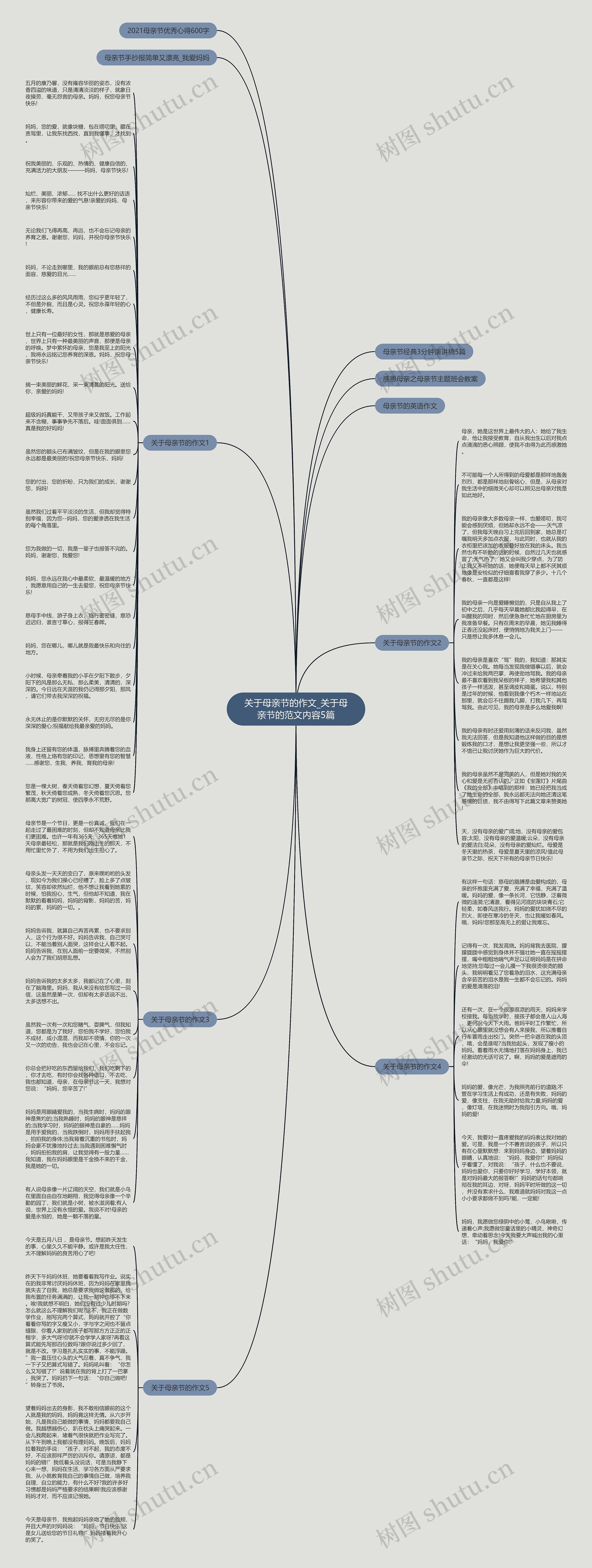 关于母亲节的作文_关于母亲节的范文内容5篇思维导图