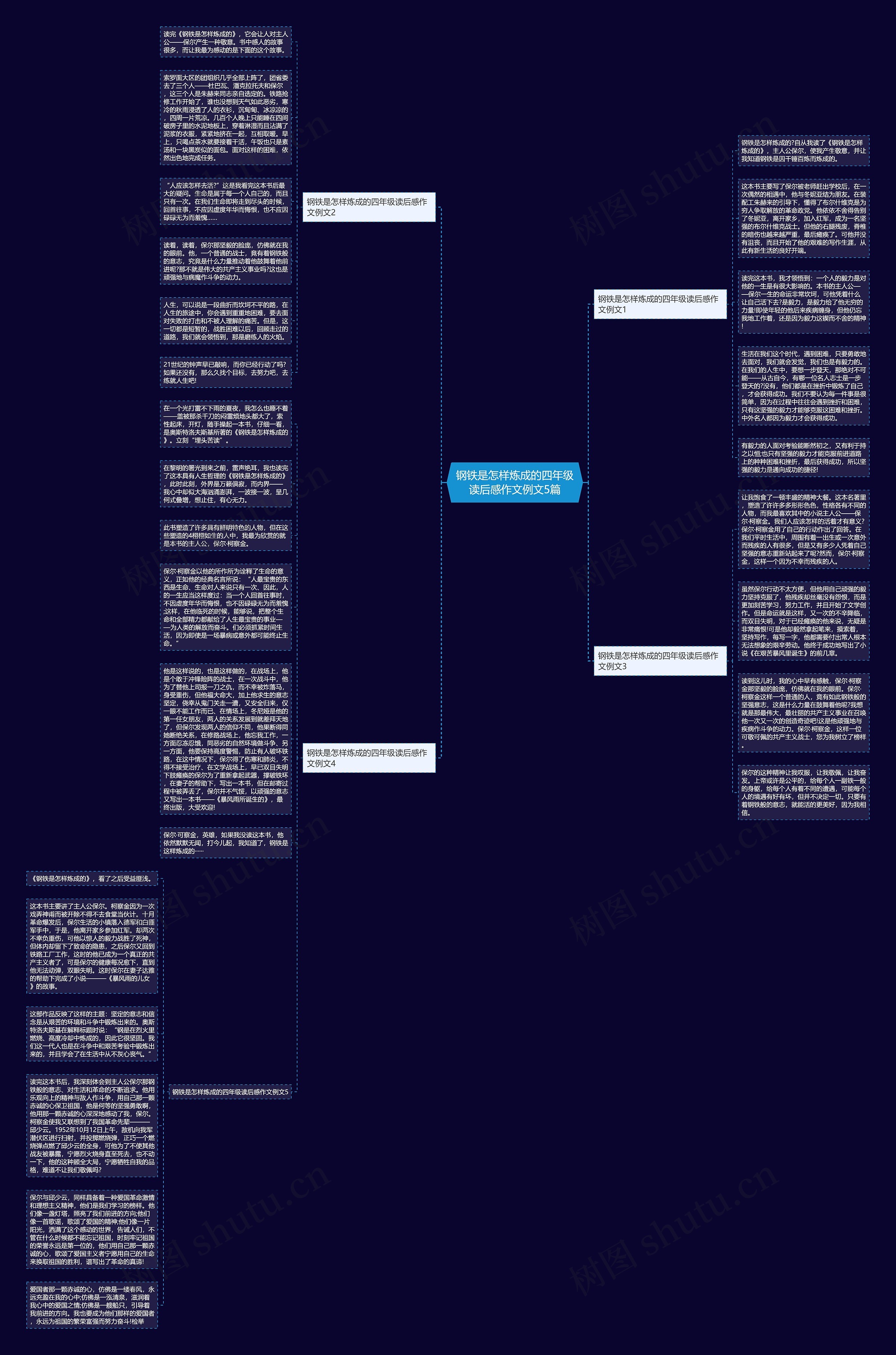 钢铁是怎样炼成的四年级读后感作文例文5篇思维导图