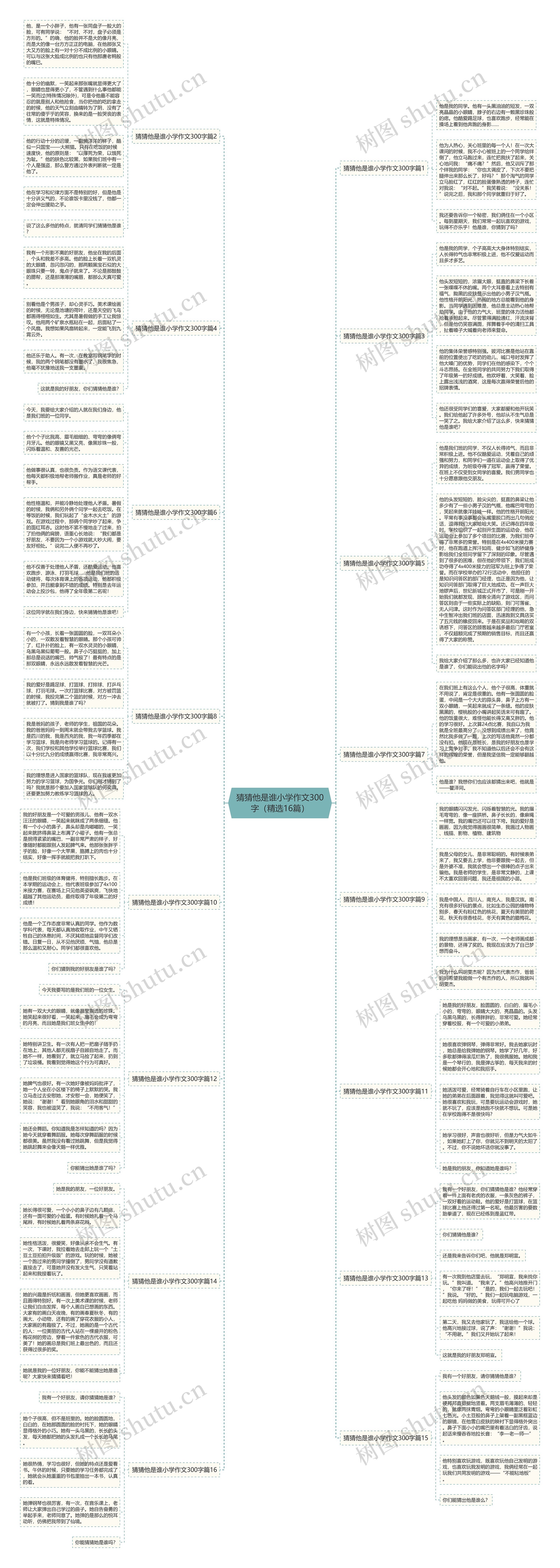 猜猜他是谁小学作文300字（精选16篇）思维导图