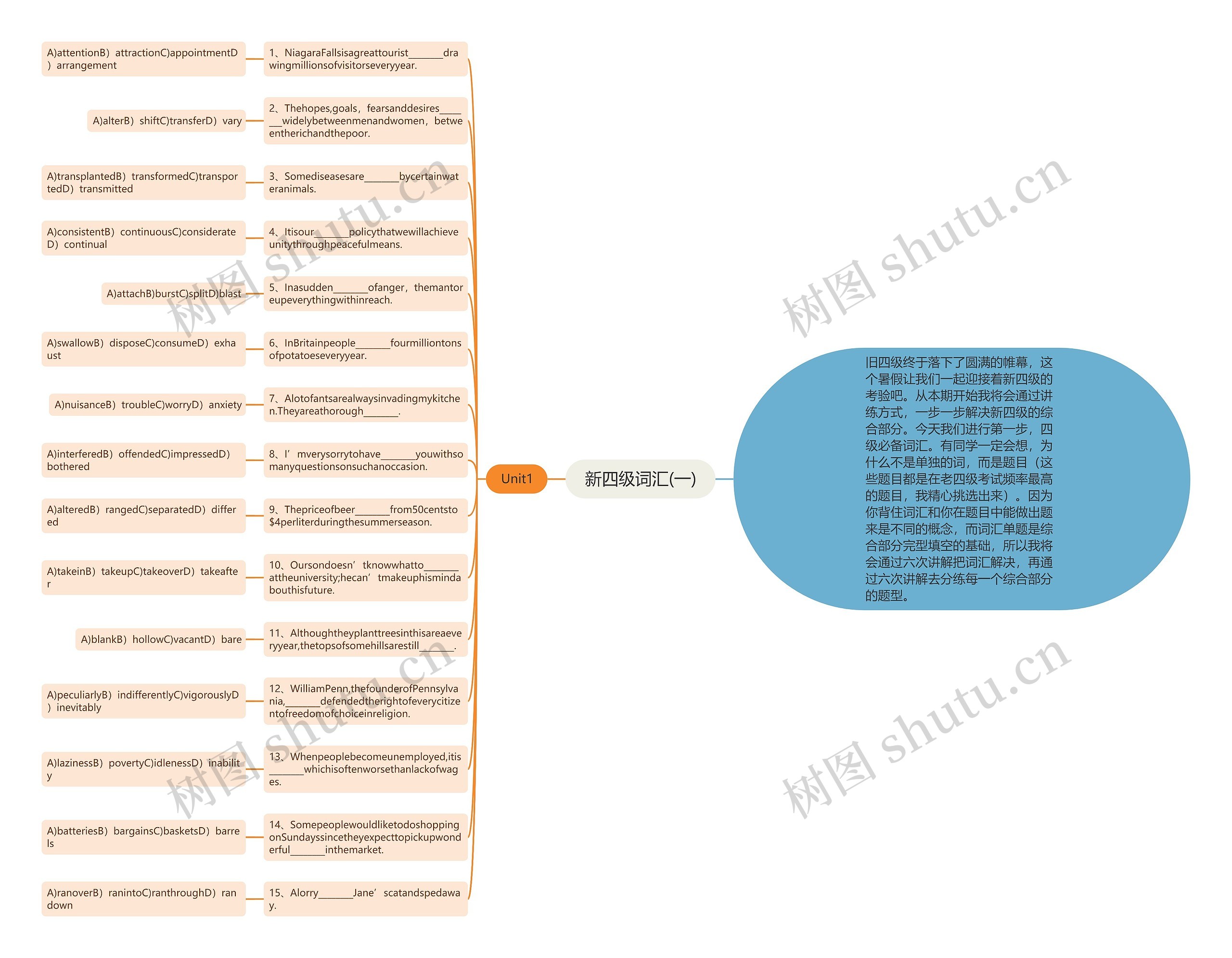 新四级词汇(一)思维导图