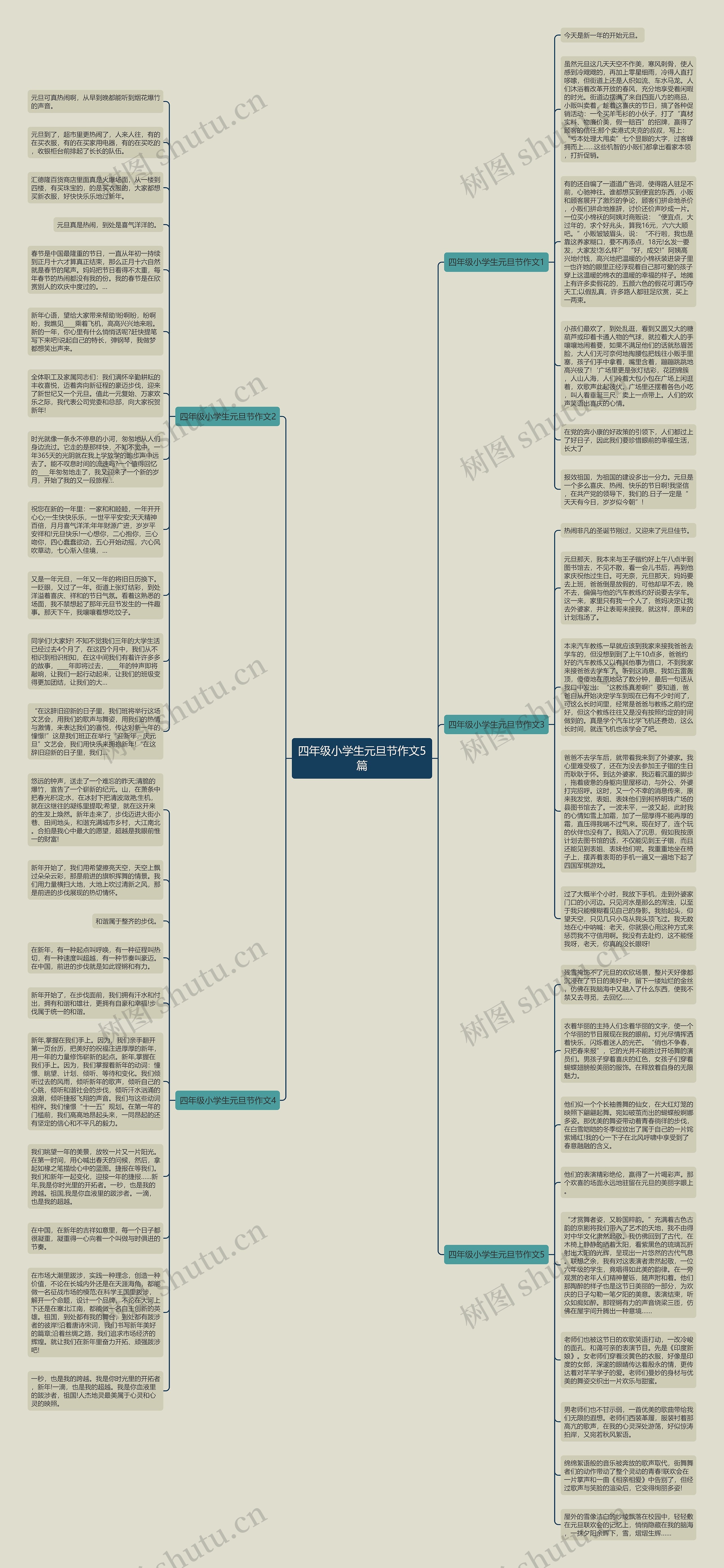 四年级小学生元旦节作文5篇思维导图