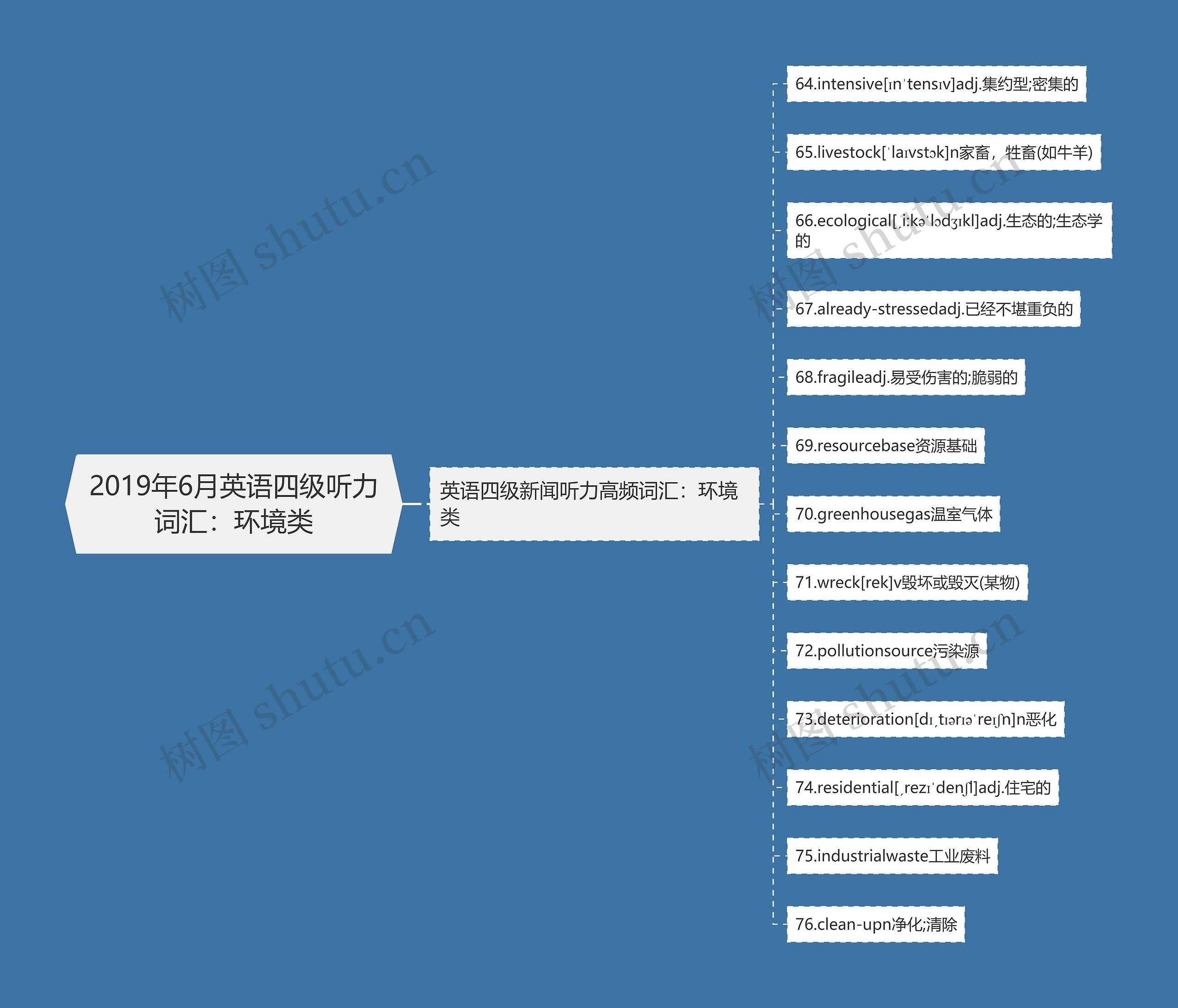 2019年6月英语四级听力词汇：环境类思维导图