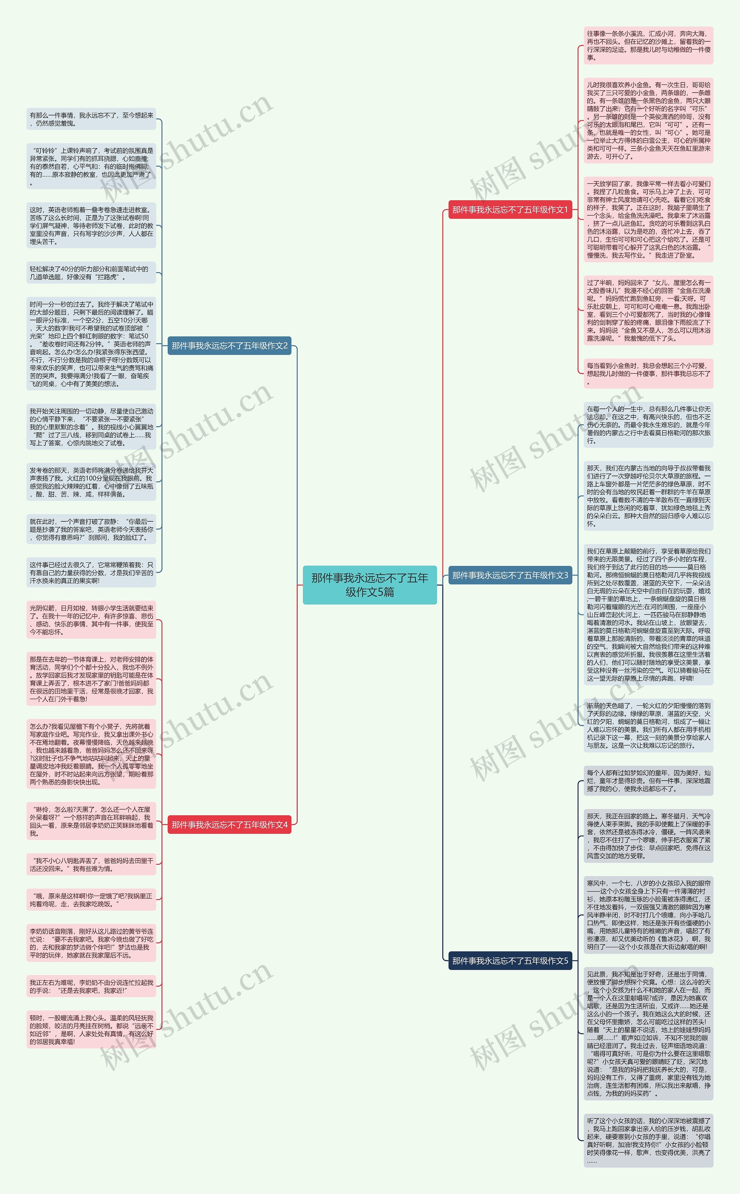 那件事我永远忘不了五年级作文5篇思维导图