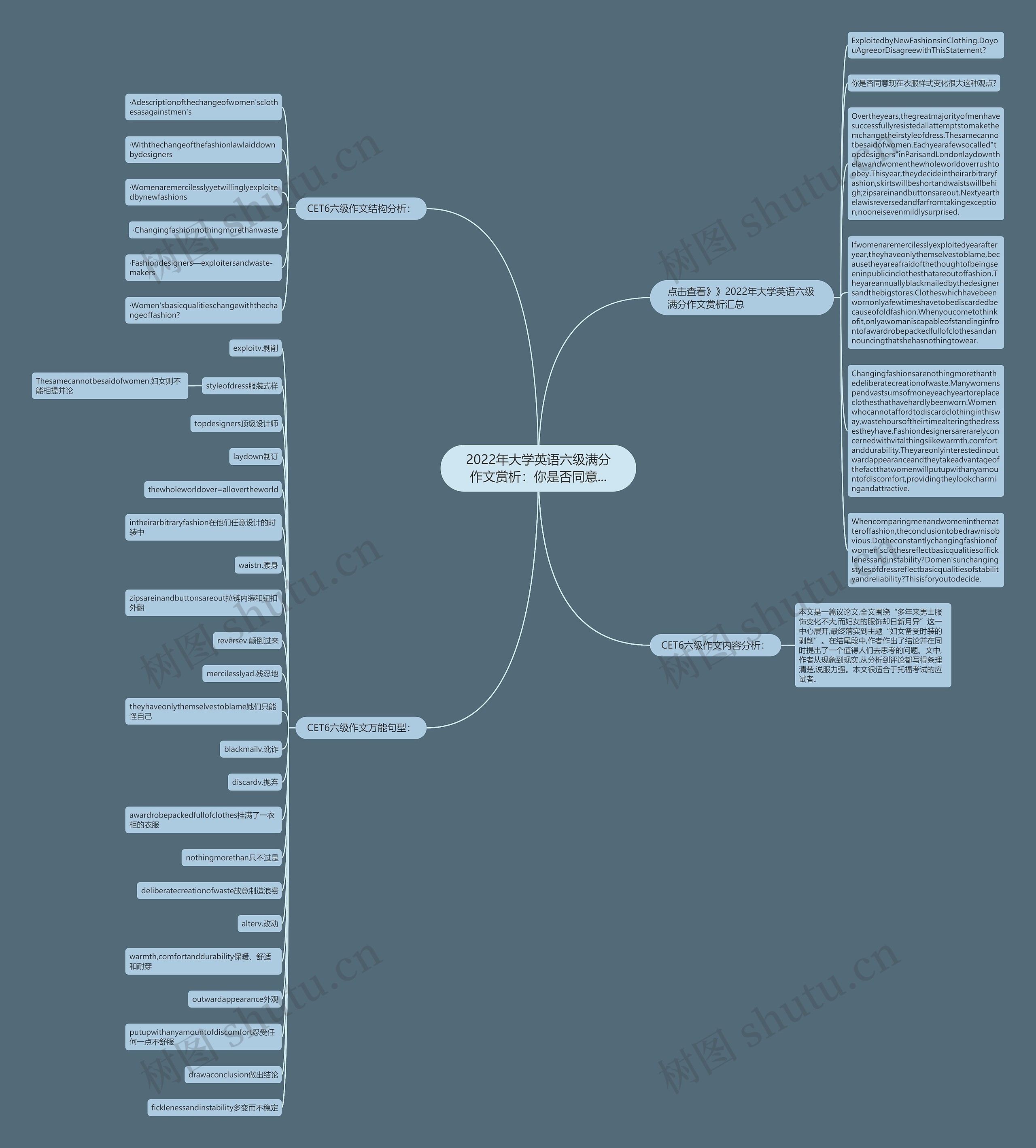 2022年大学英语六级满分作文赏析：你是否同意...思维导图