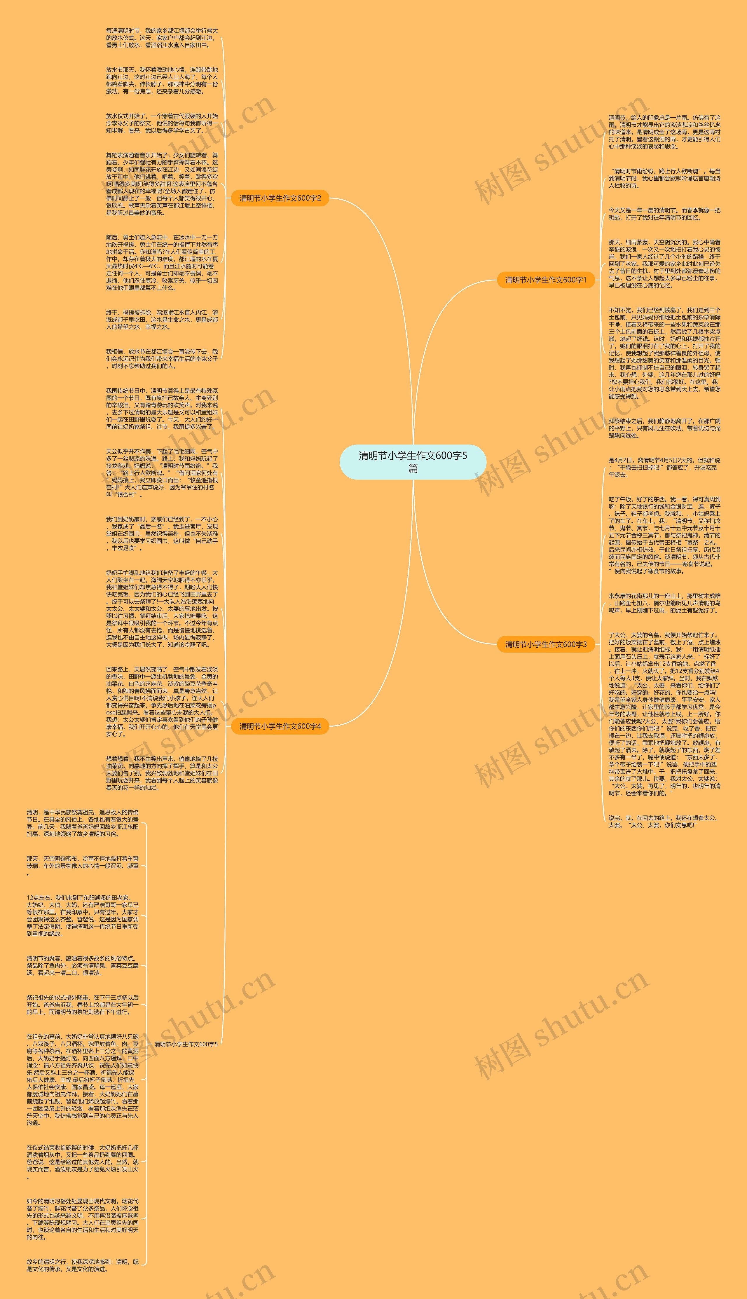 清明节小学生作文600字5篇思维导图