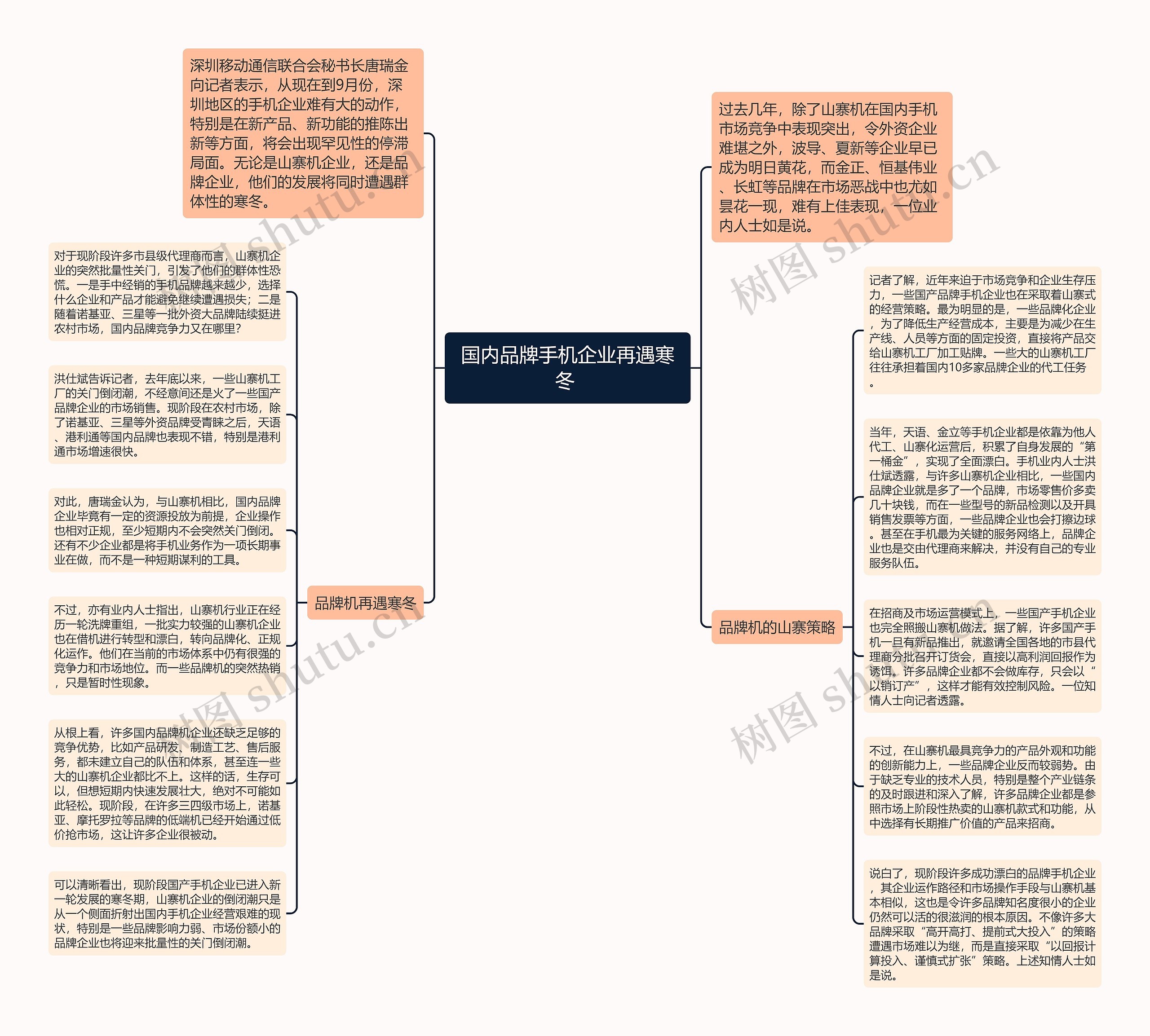 国内品牌手机企业再遇寒冬 思维导图