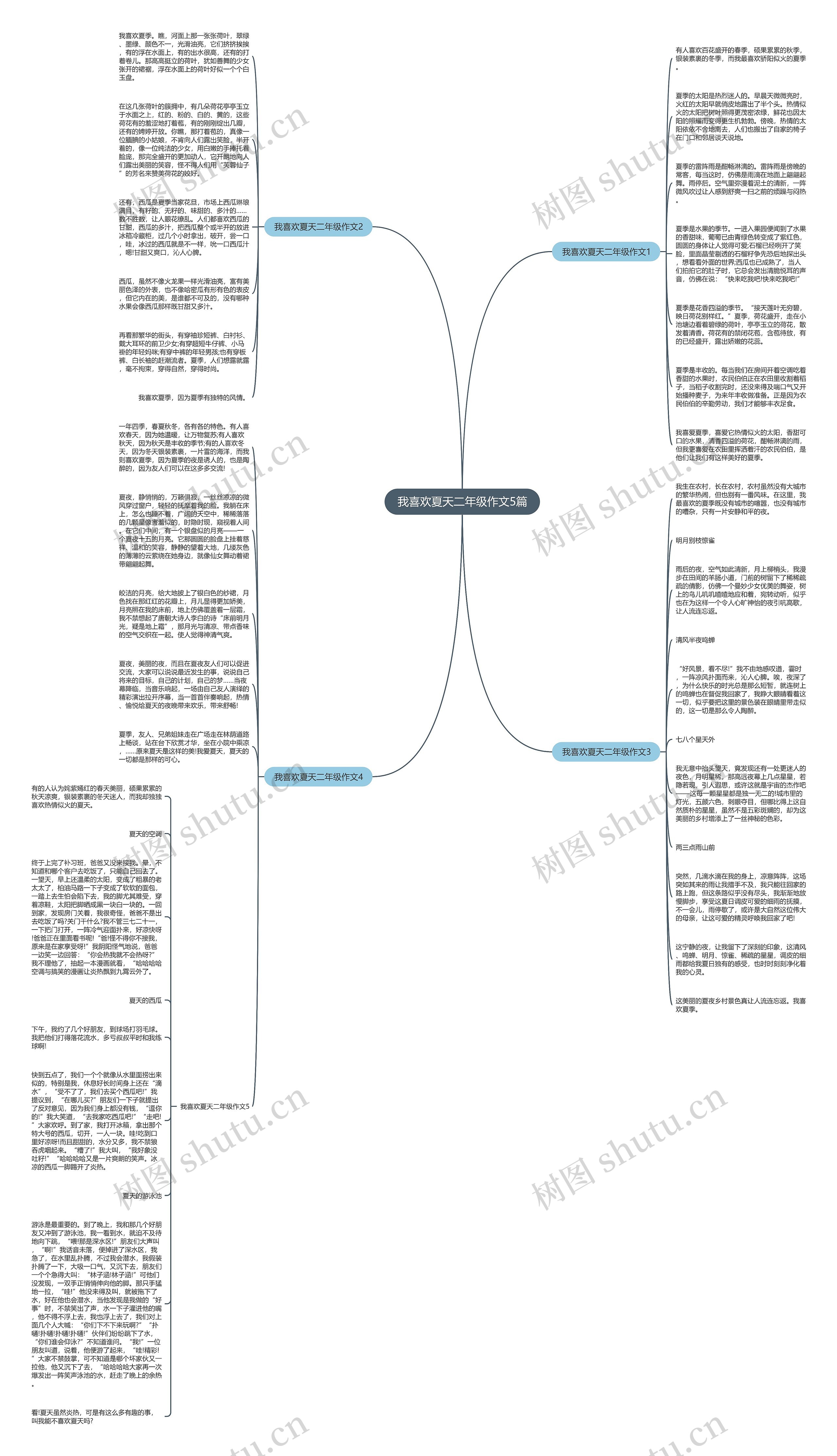 我喜欢夏天二年级作文5篇思维导图