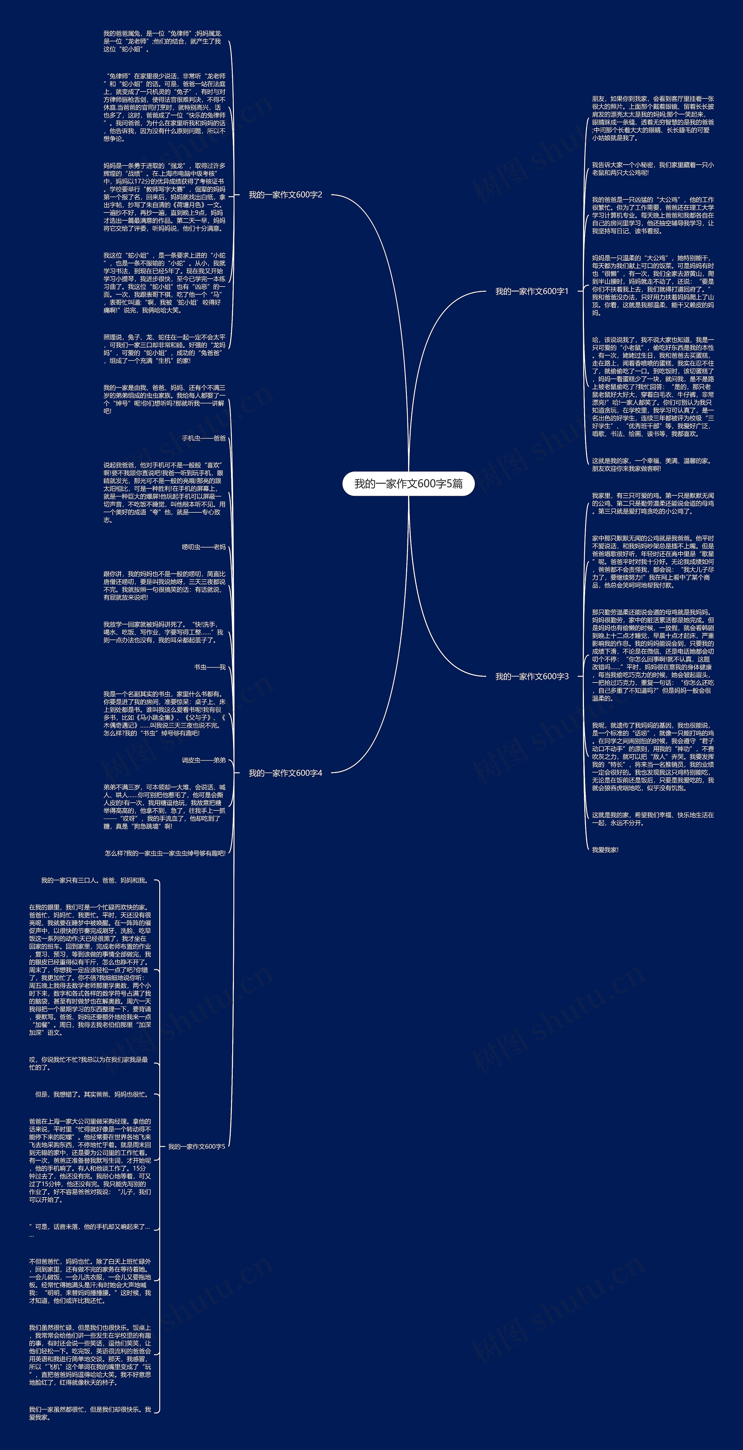 我的一家作文600字5篇思维导图