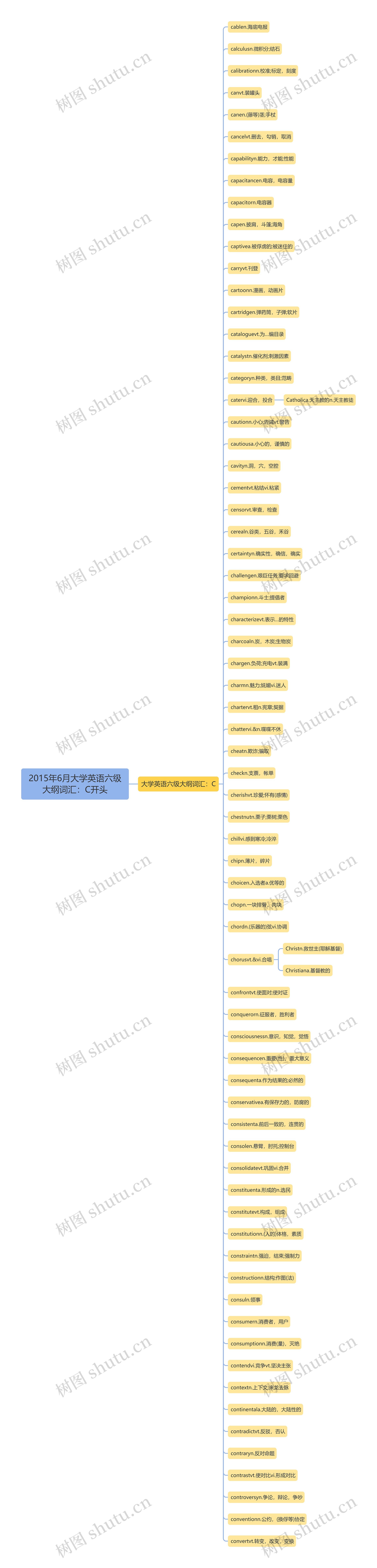 2015年6月大学英语六级大纲词汇：C开头