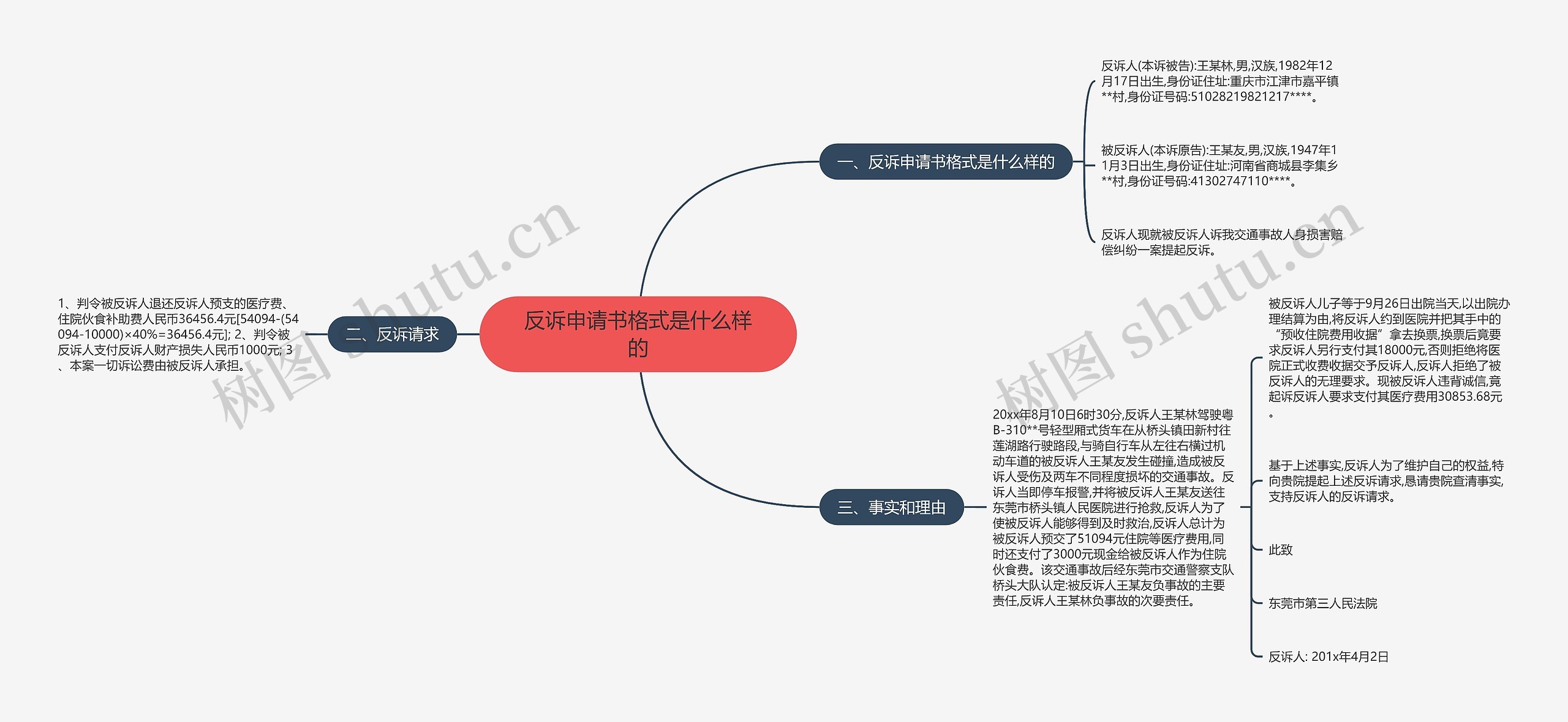 反诉申请书格式是什么样的思维导图