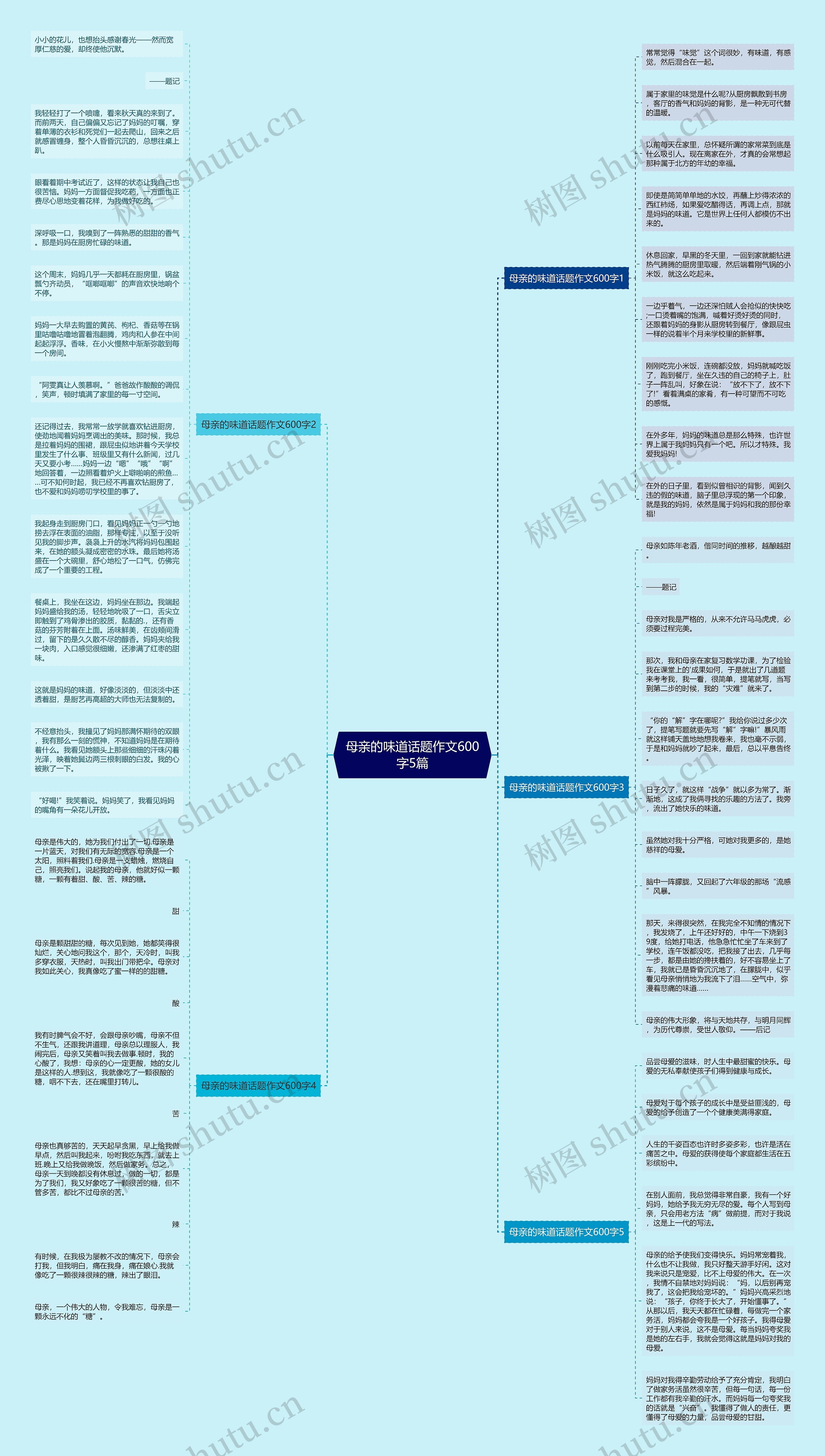 母亲的味道话题作文600字5篇思维导图