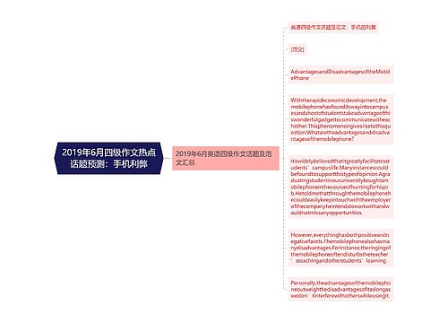 2019年6月四级作文热点话题预测：手机利弊